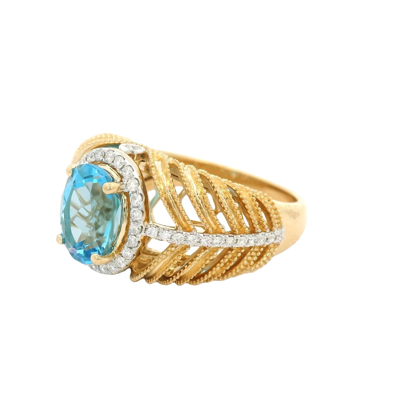 Oval Blue Topaz & Diamond Ring