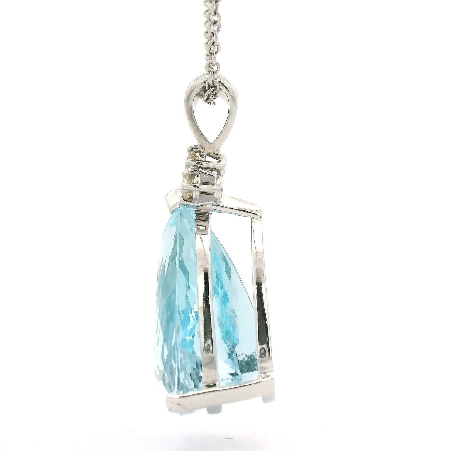 46.45ct Pear Cut Aquamarine & Diamond Pendant - Forever Rox Fine Jewelry