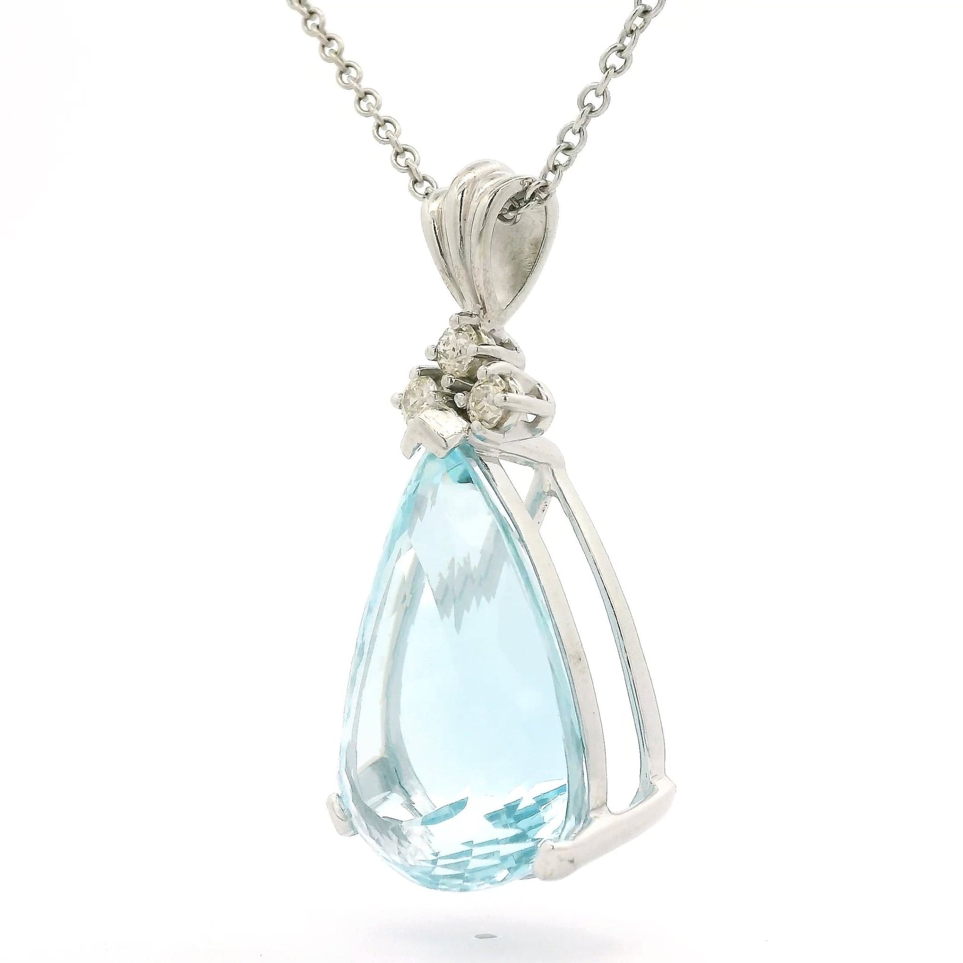 46.45ct Pear Cut Aquamarine & Diamond Pendant - Forever Rox Fine Jewelry