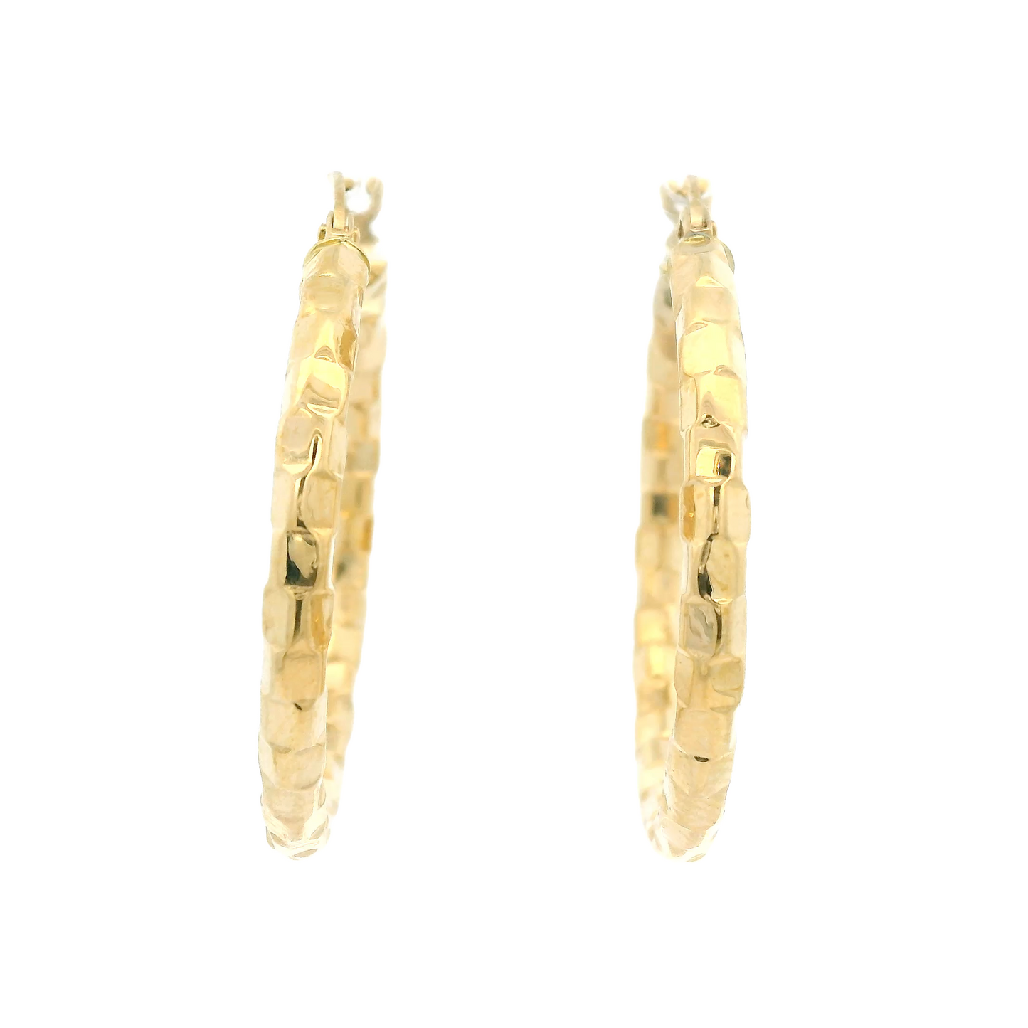 Square Pattern Gold Hoops