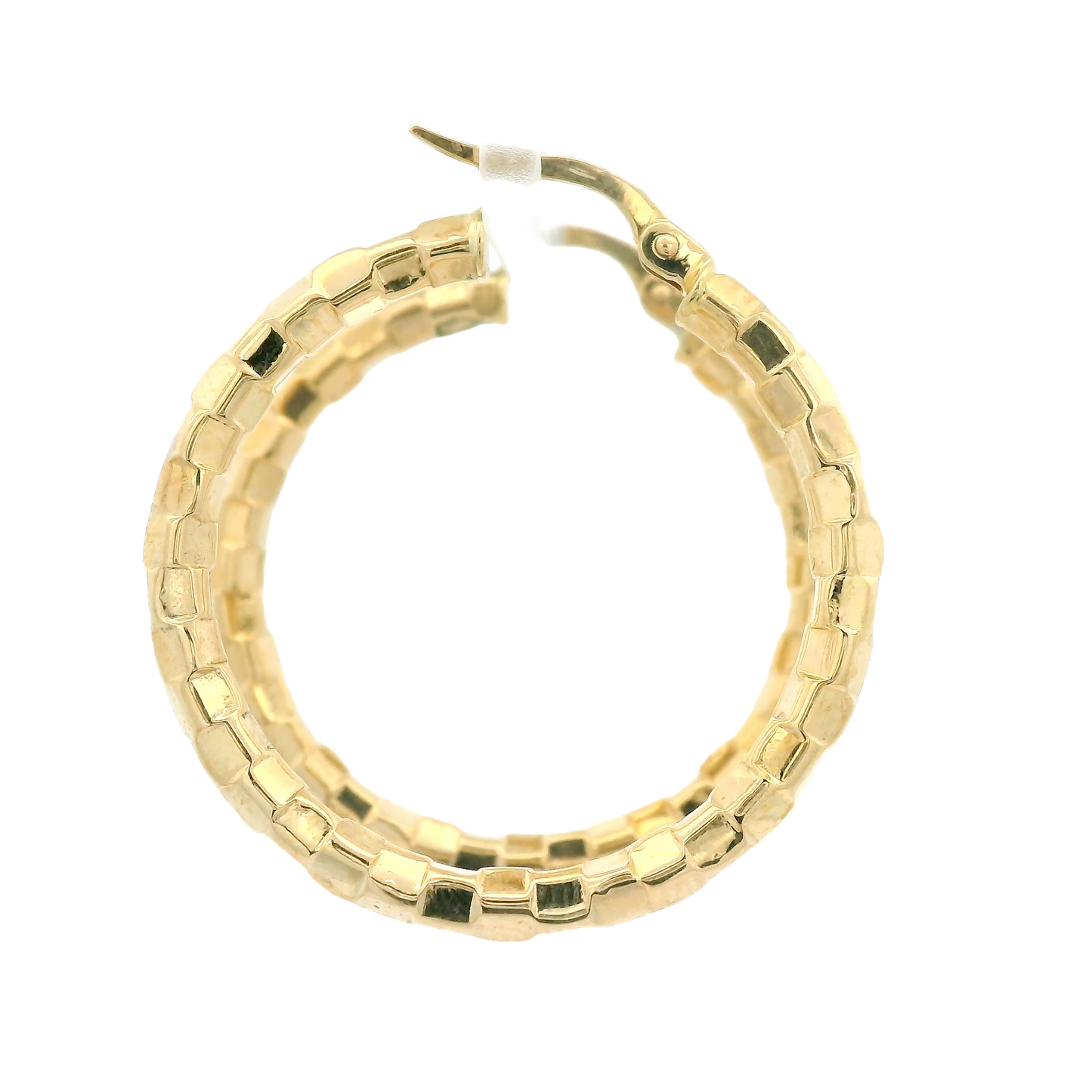 Square Pattern Gold Hoops