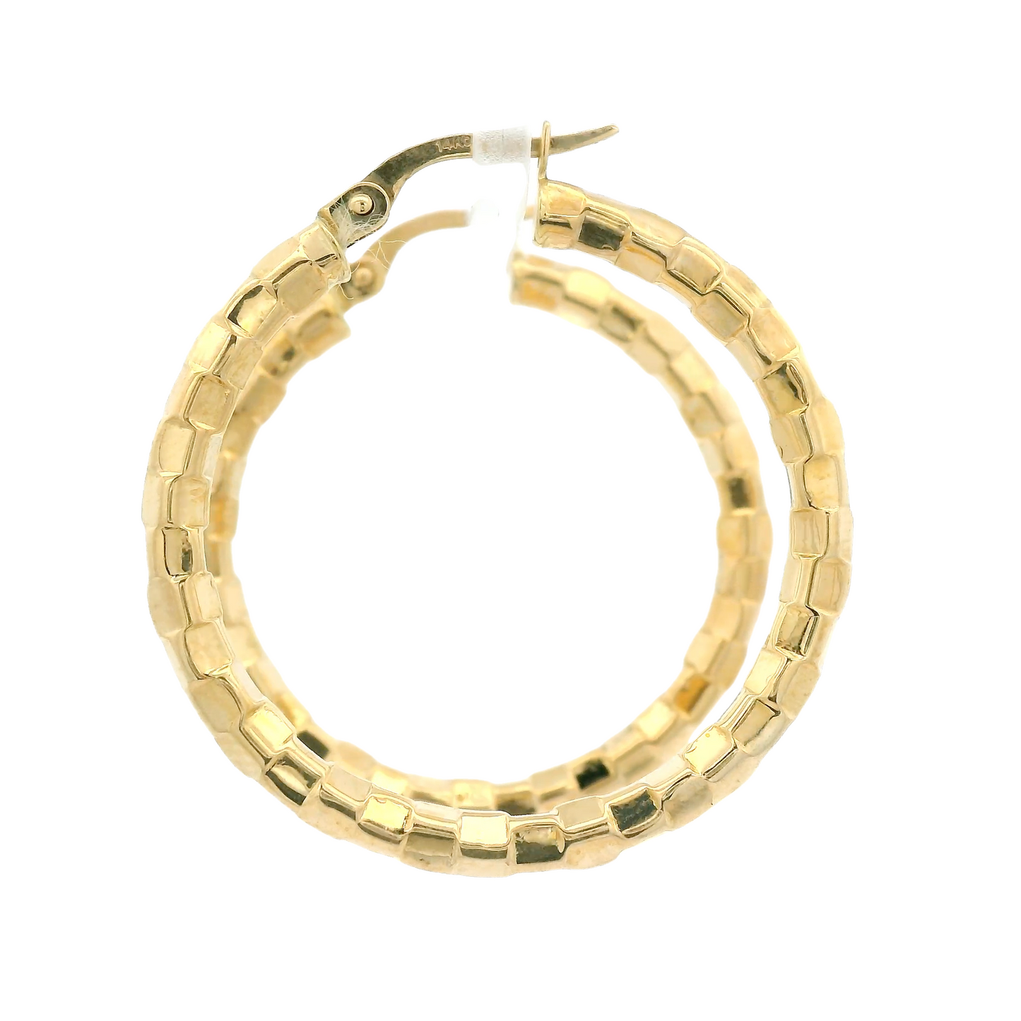 Square Pattern Gold Hoops