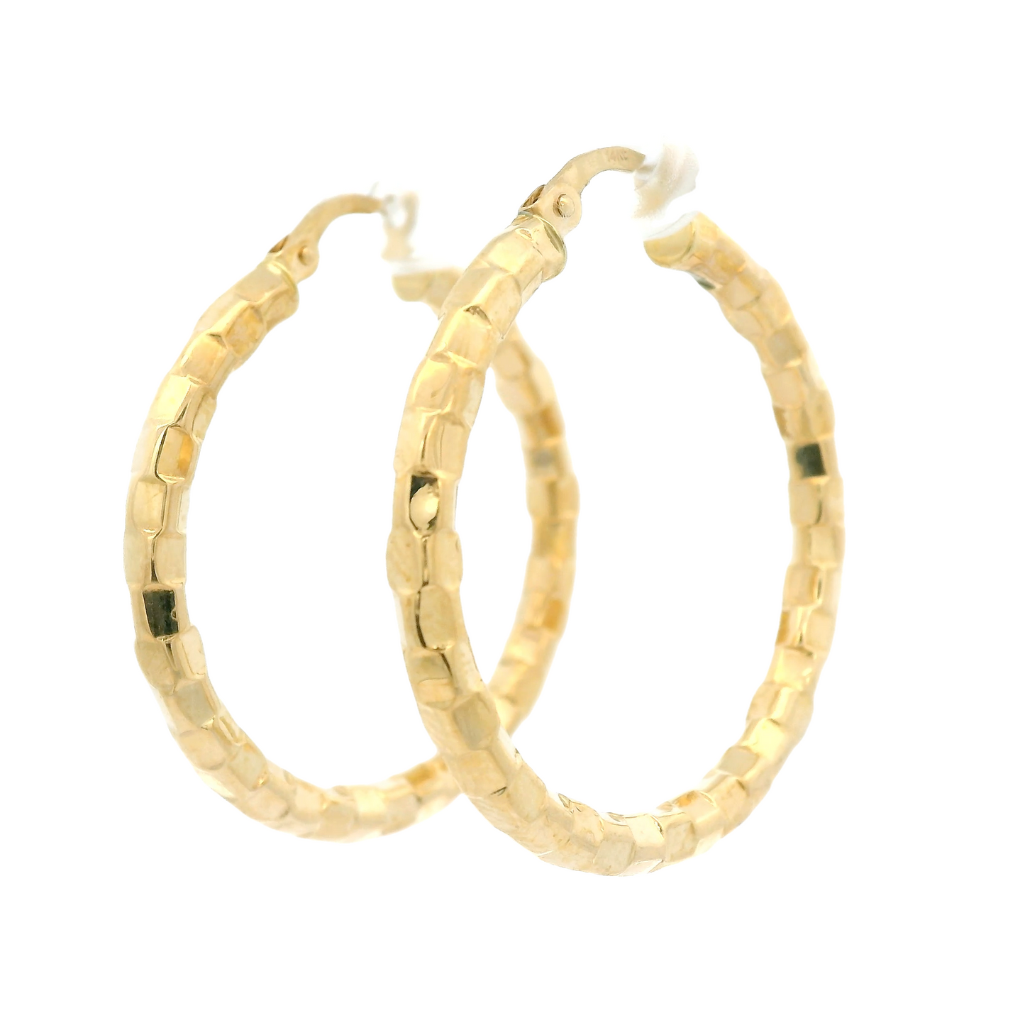 Square Pattern Gold Hoops