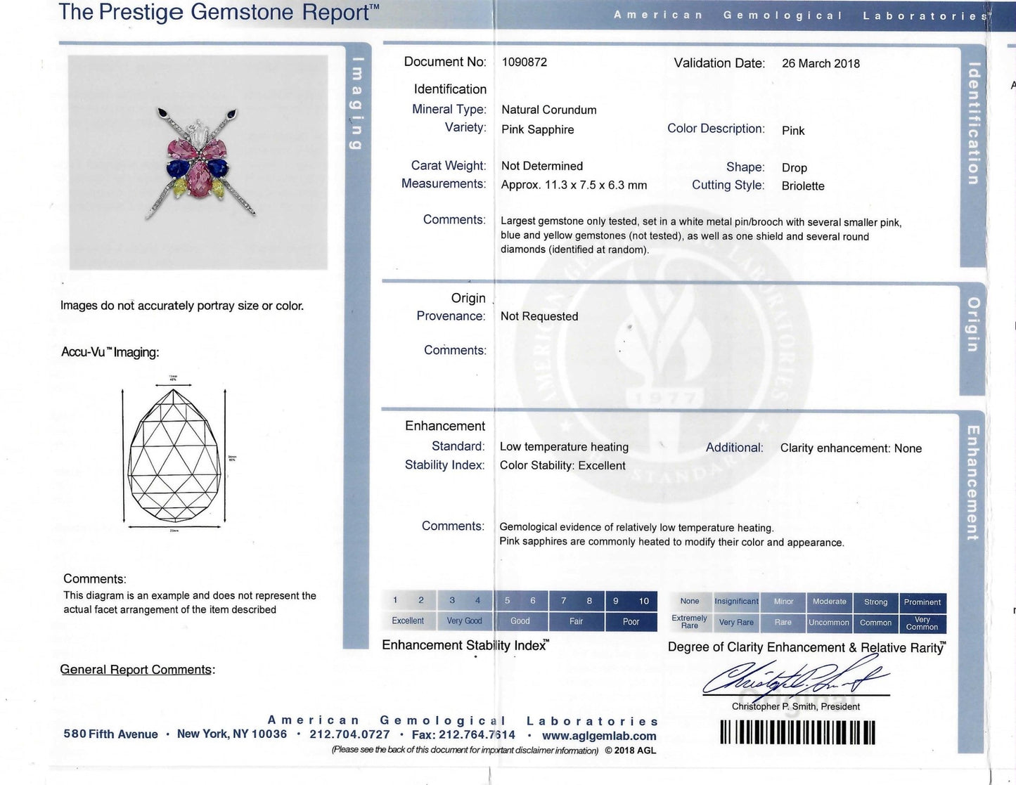 5.05ct AGL Certified Pink Sapphire Briolette & Fancy Cut Diamond Pendant, Platinum & 18k - Forever Rox