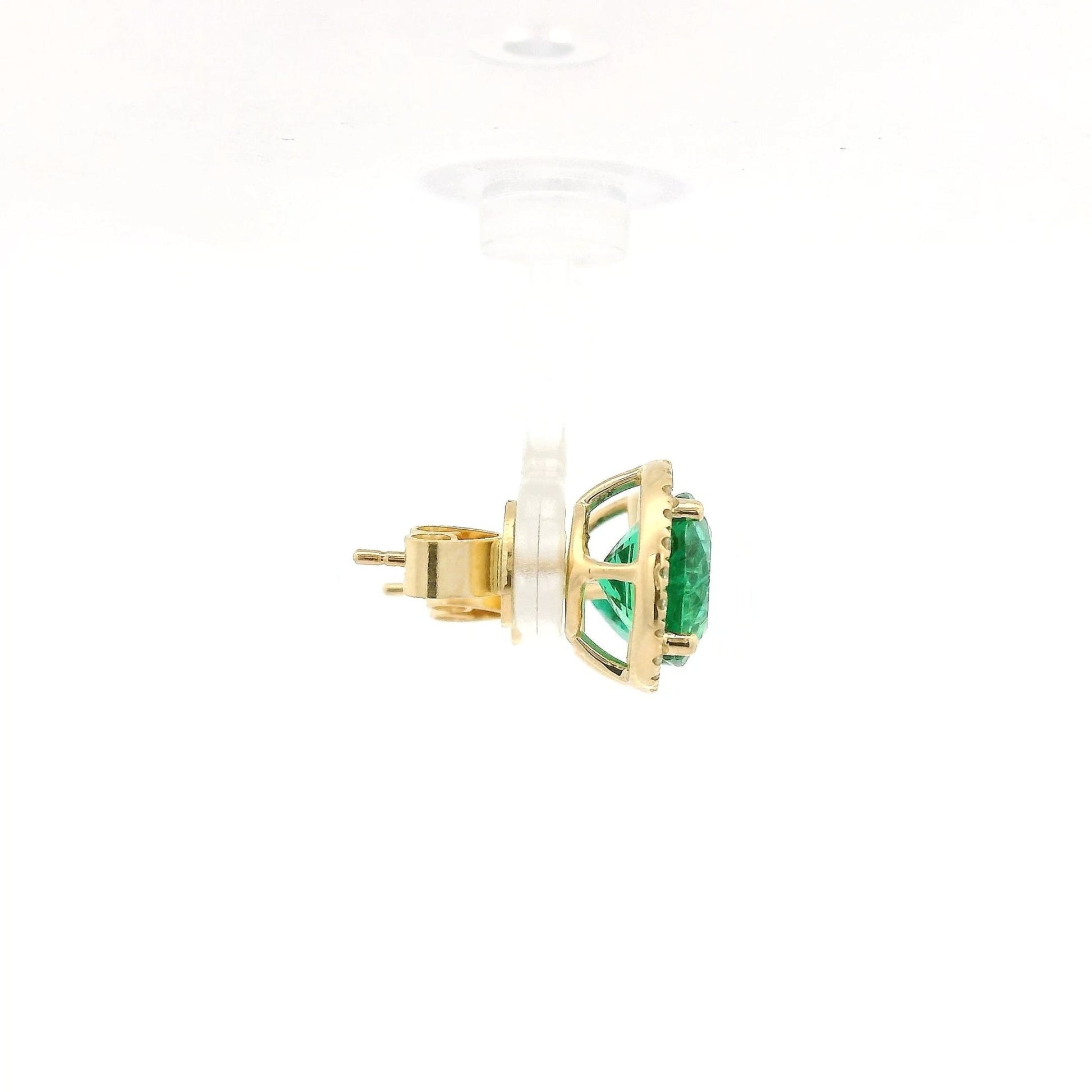 5.29ctw Round Cut Emerald & Diamond Halo Studs - Forever Rox Fine Jewelry