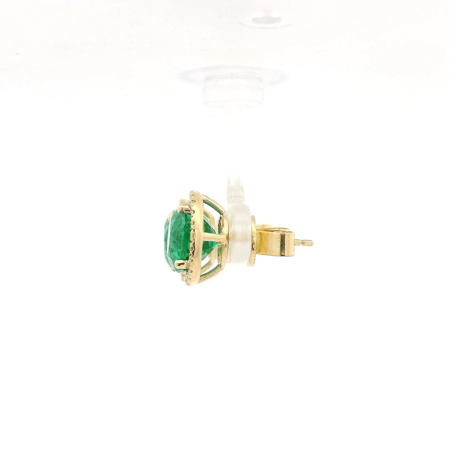 5.29ctw Round Cut Emerald & Diamond Halo Studs - Forever Rox Fine Jewelry
