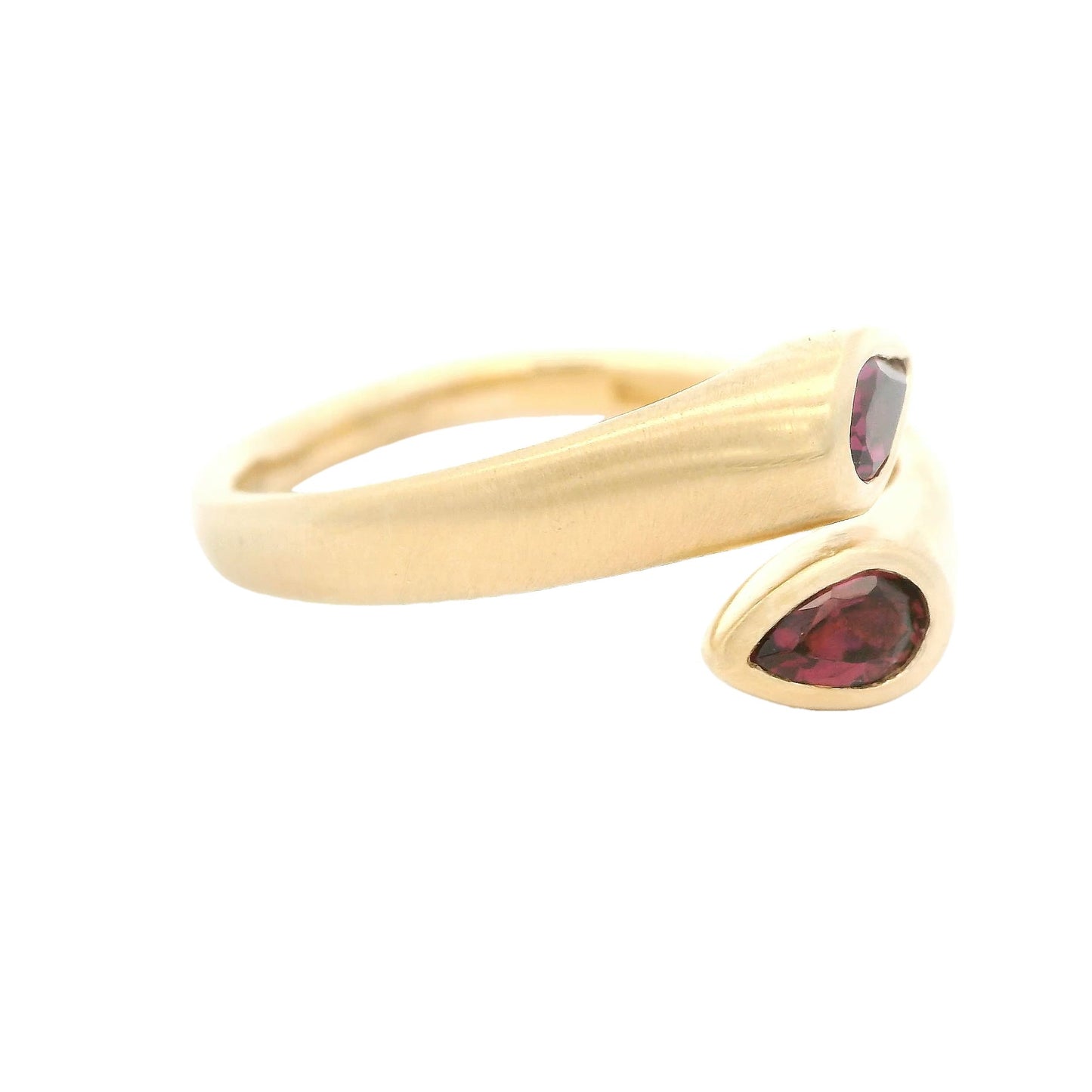 Pear Cut Rhodolite Garnet Crossover Ring