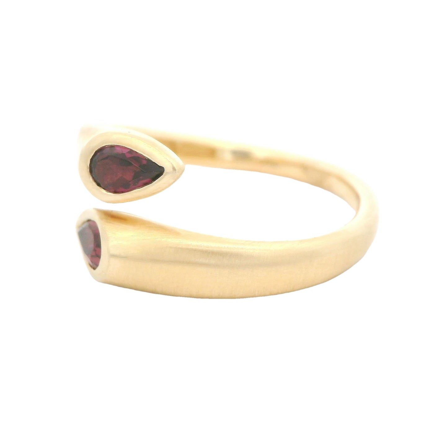 Pear Cut Rhodolite Garnet Crossover Ring