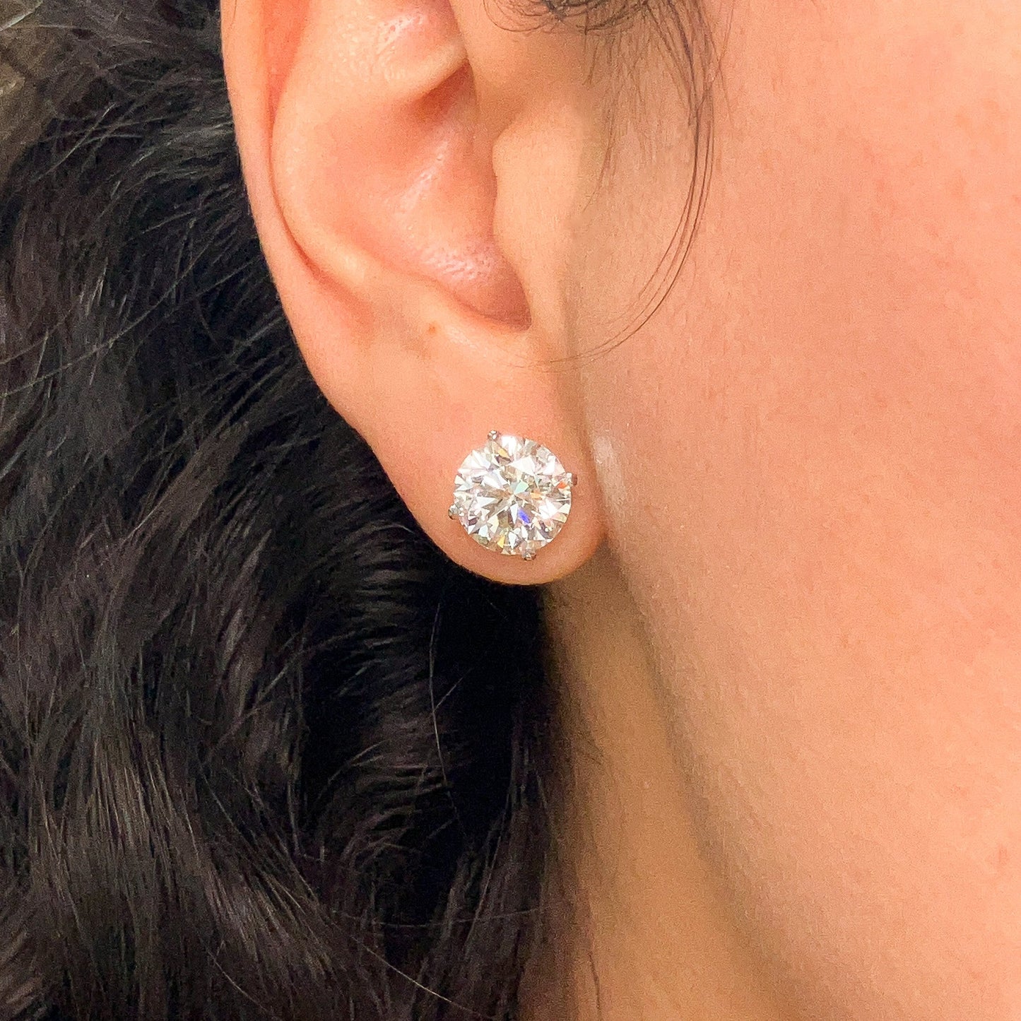 6.02ctw GIA Certified KSI2 Round Brilliant Diamond Studs, 18k - Forever Rox