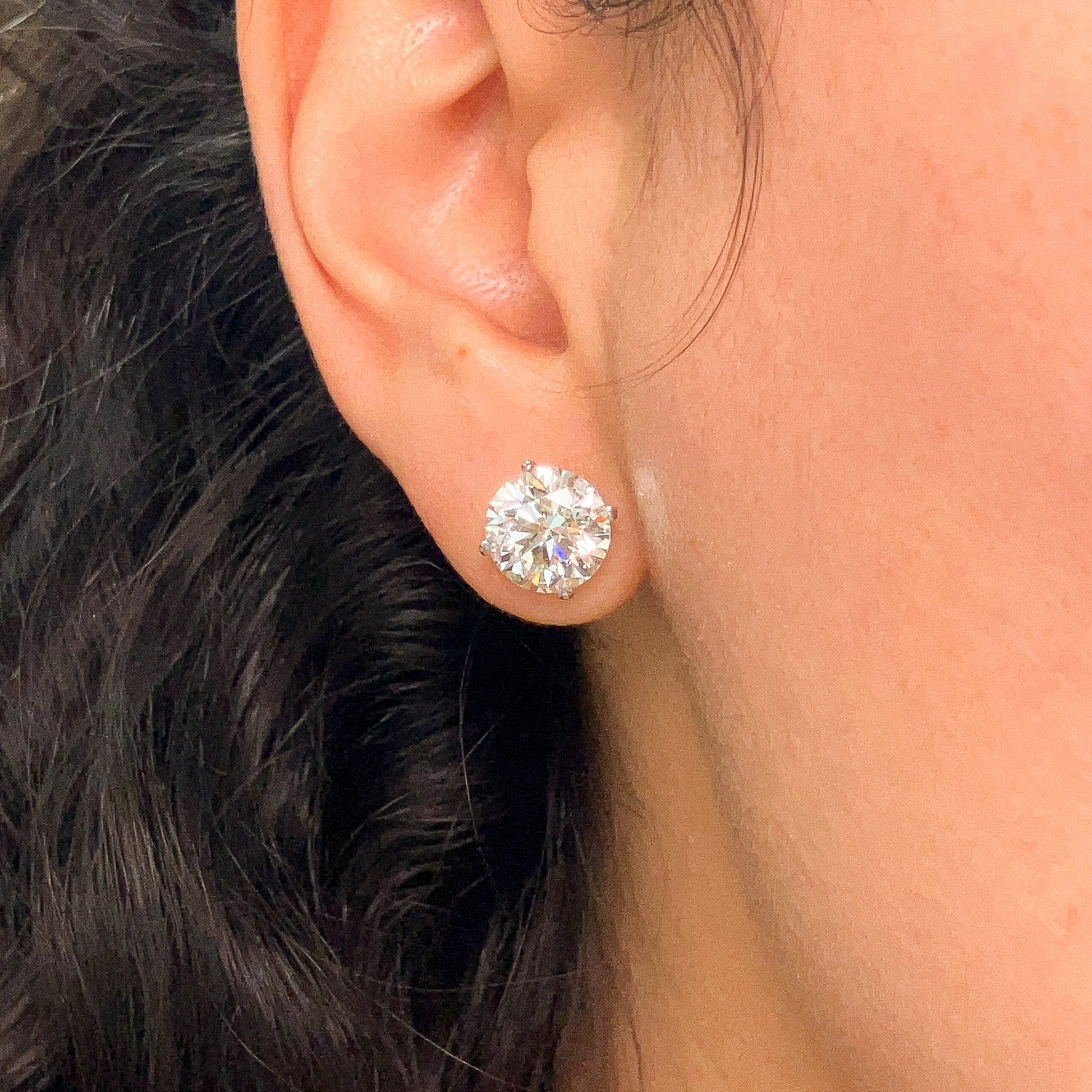 6.02ctw GIA Certified KSI2 Round Brilliant Diamond Studs, 18k - Forever Rox