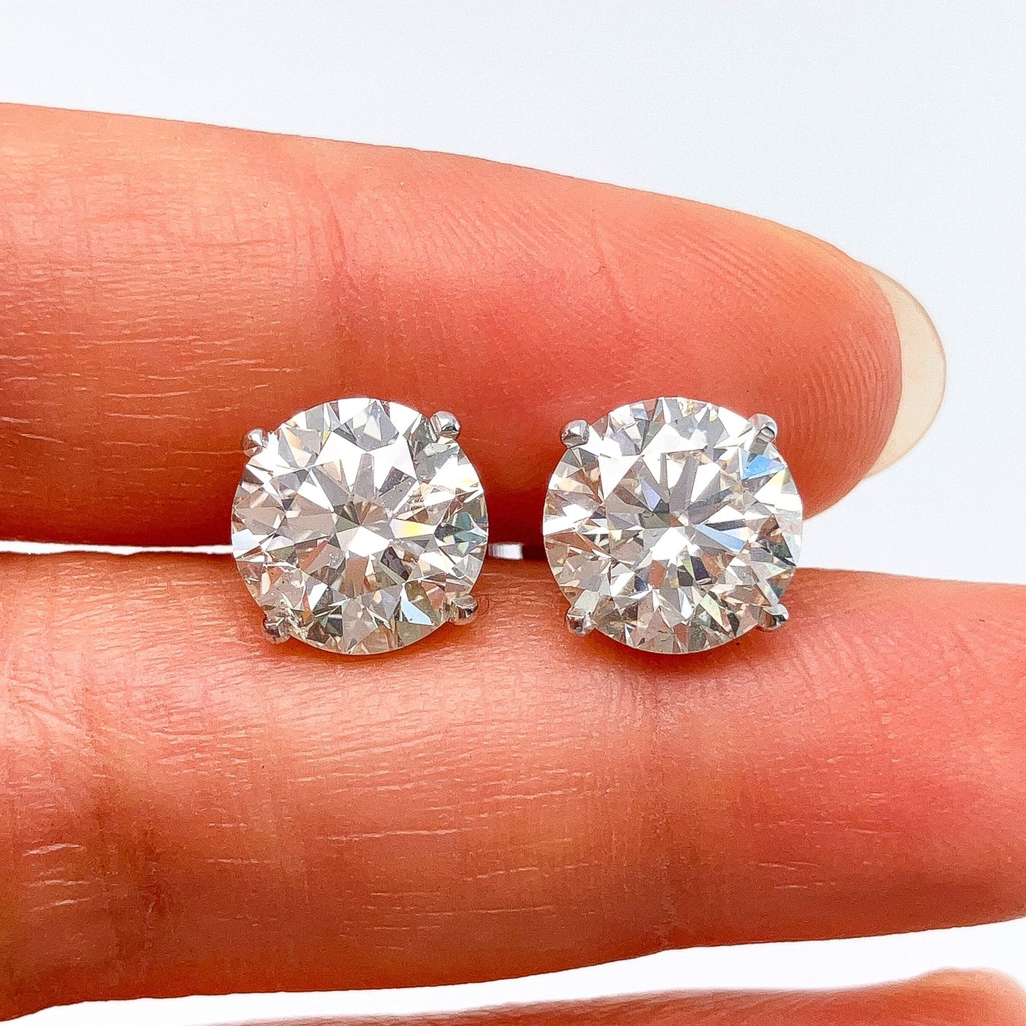 6.02ctw GIA Certified KSI2 Round Brilliant Diamond Studs, 18k - Forever Rox