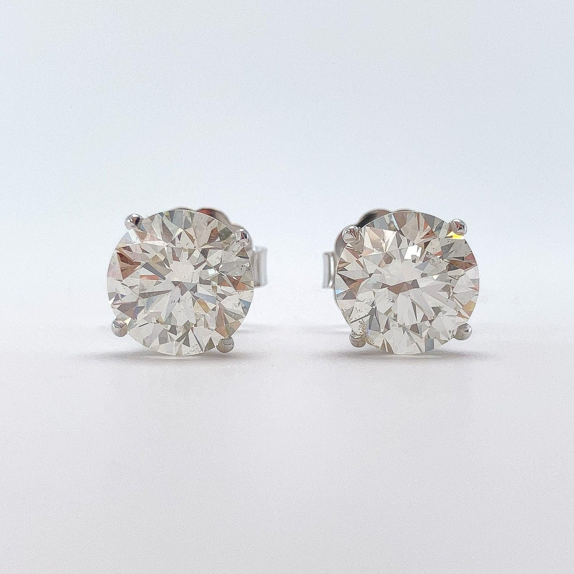6.02ctw GIA Certified KSI2 Round Brilliant Diamond Studs, 18k - Forever Rox