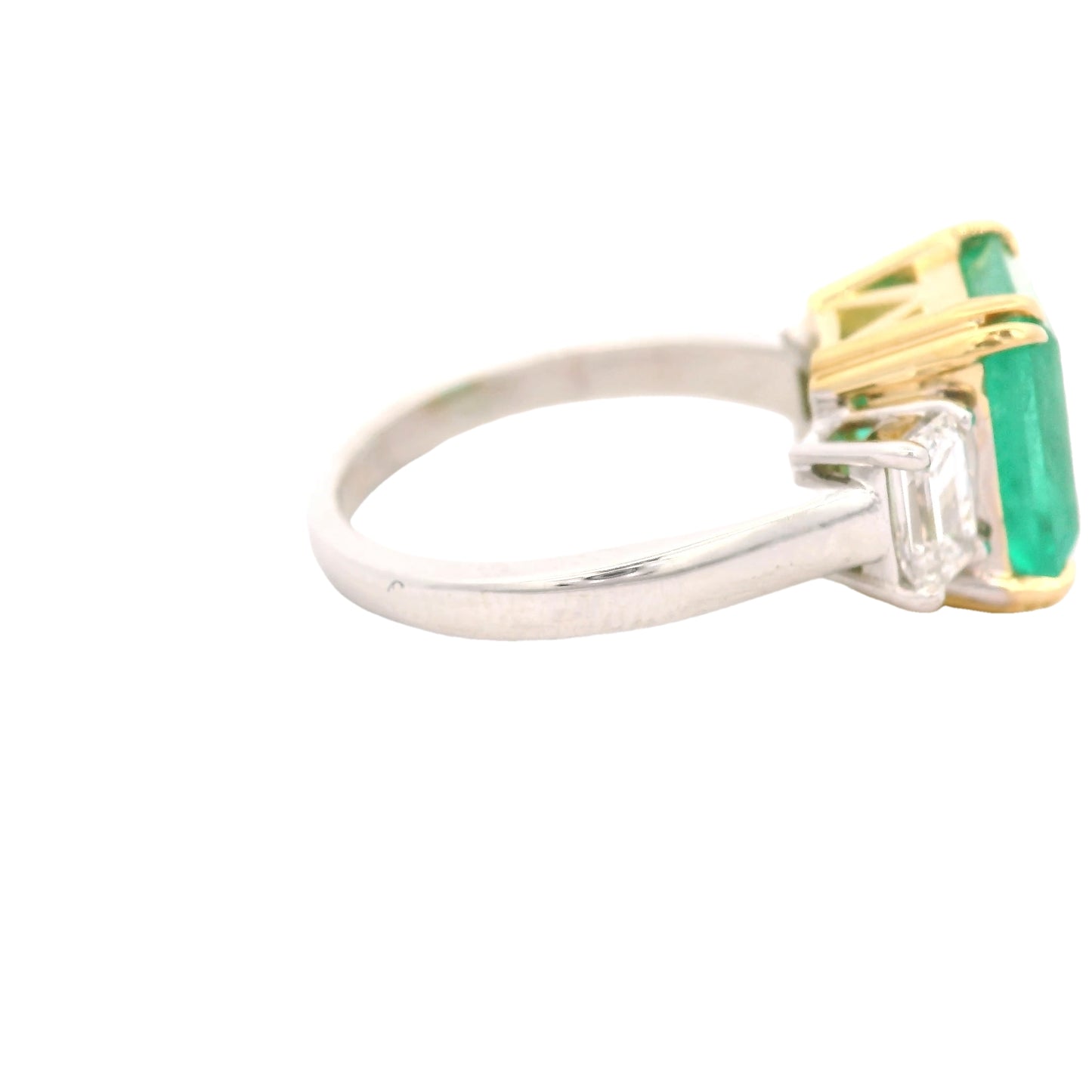 Columbian Emerald Cut Emerald & Emerald Cut Diamond Ring