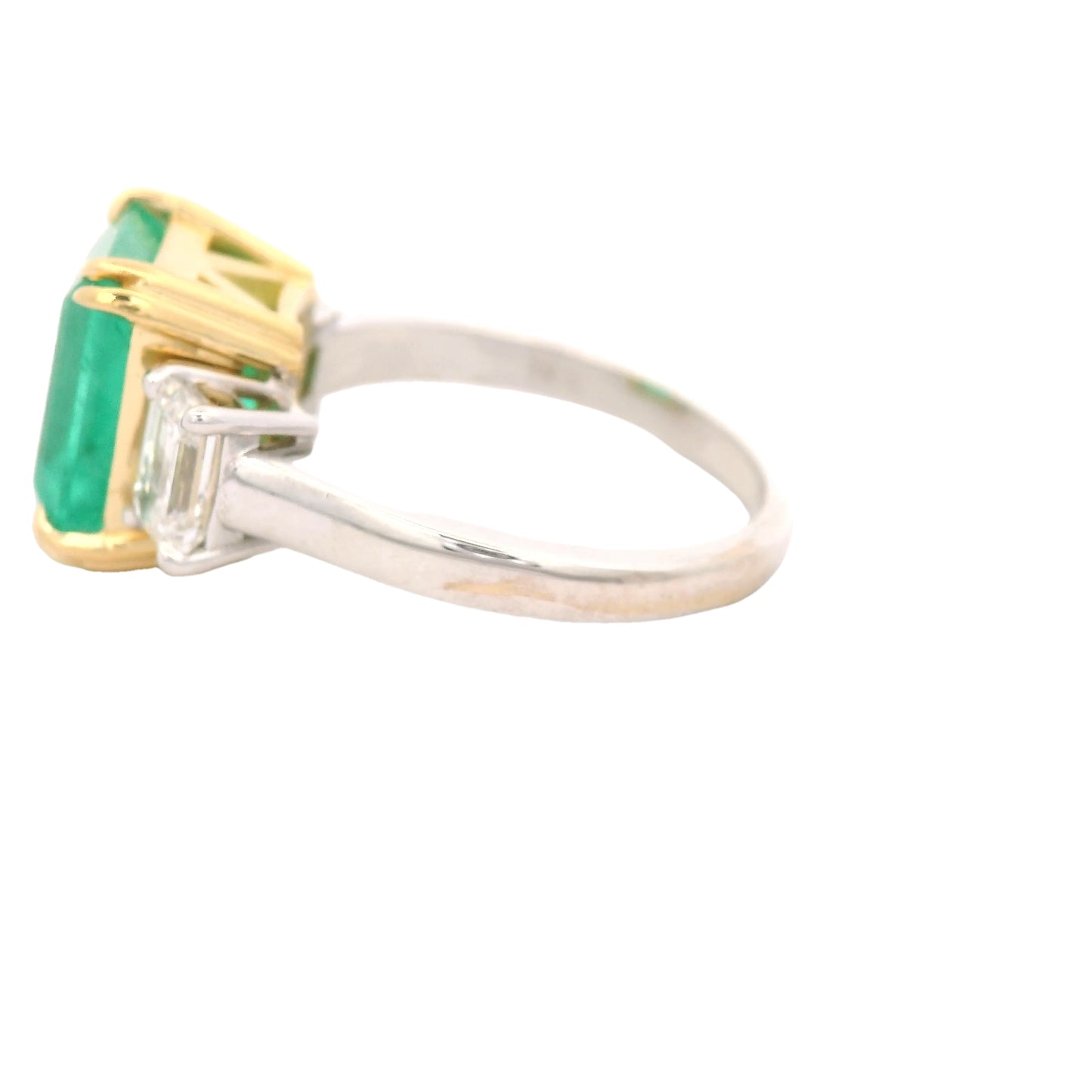 Columbian Emerald Cut Emerald & Emerald Cut Diamond Ring