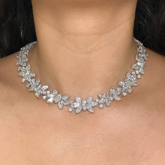 65.00tw FG/VS Diamond Cluster Necklace, Platinum - Forever Rox