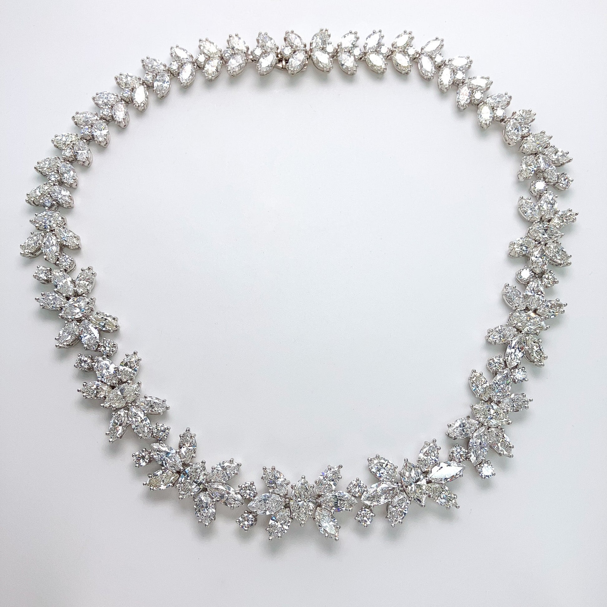 65.00tw FG/VS Diamond Cluster Necklace, Platinum - Forever Rox
