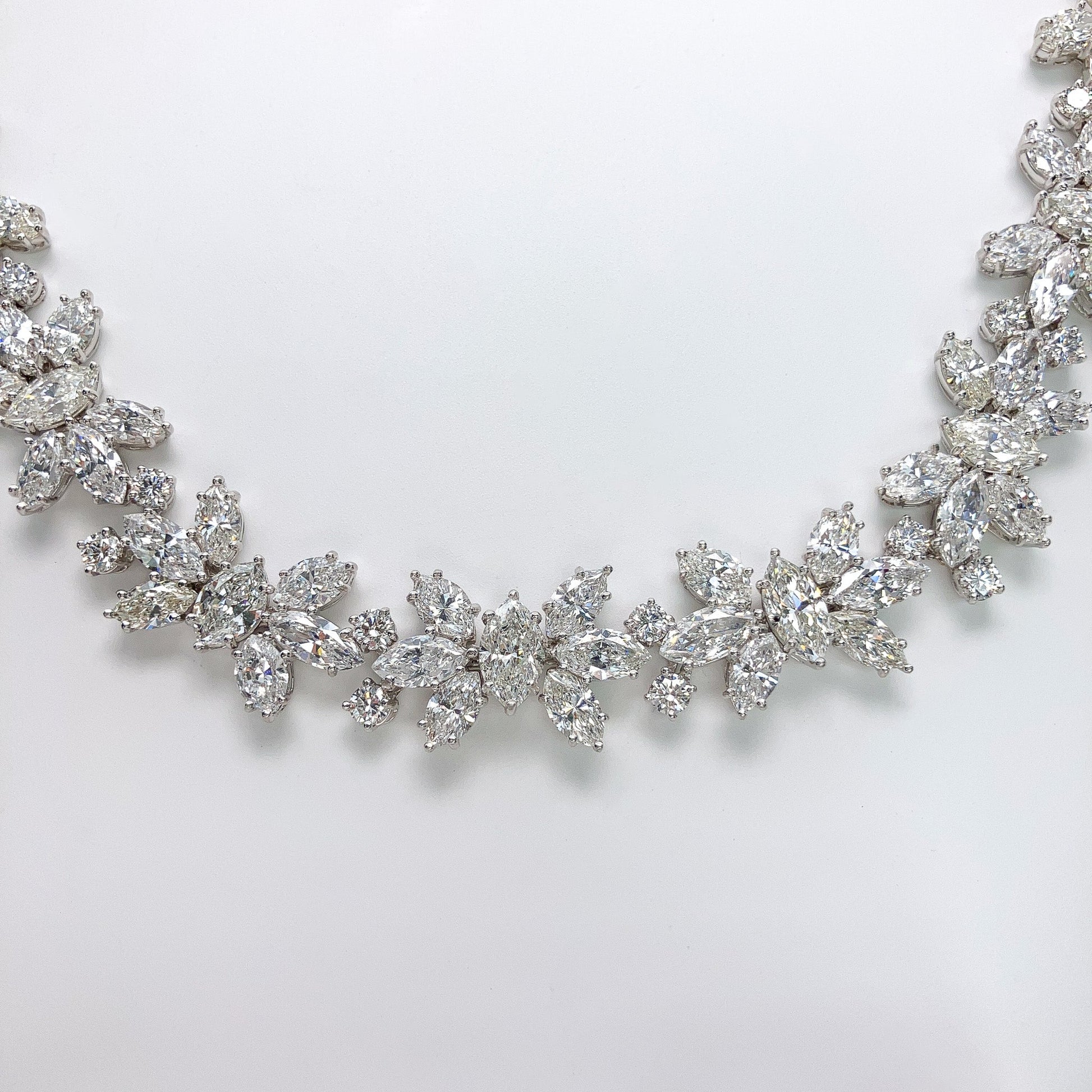 65.00tw FG/VS Diamond Cluster Necklace, Platinum - Forever Rox