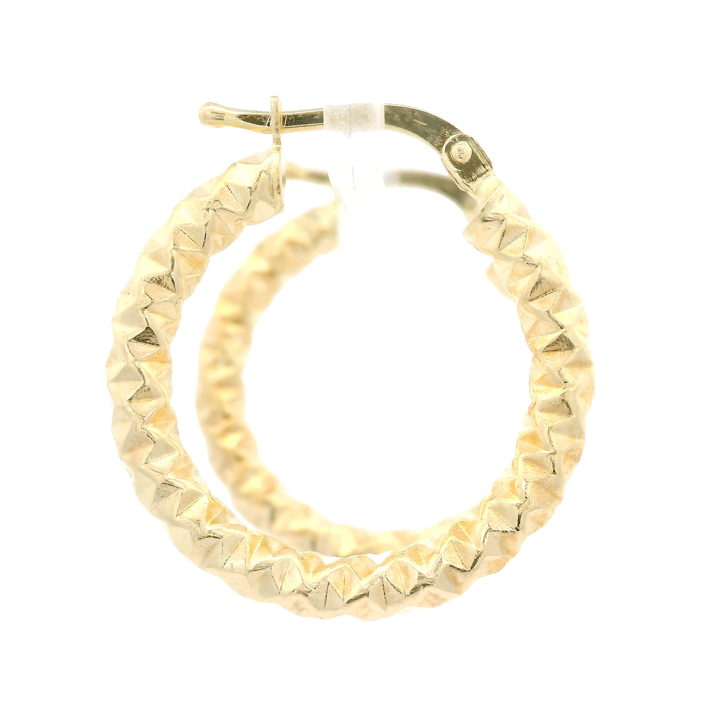 Diamond Pattern Gold Hoops