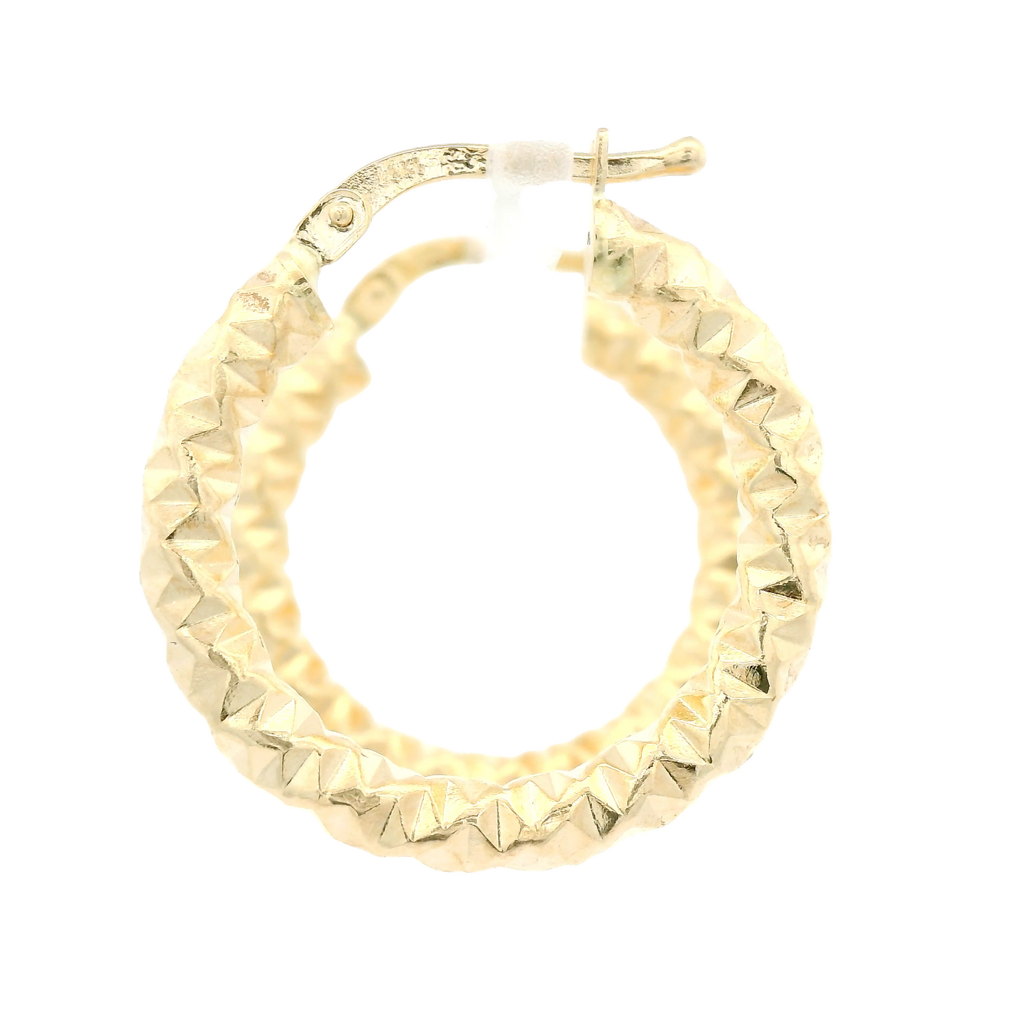 Diamond Pattern Gold Hoops