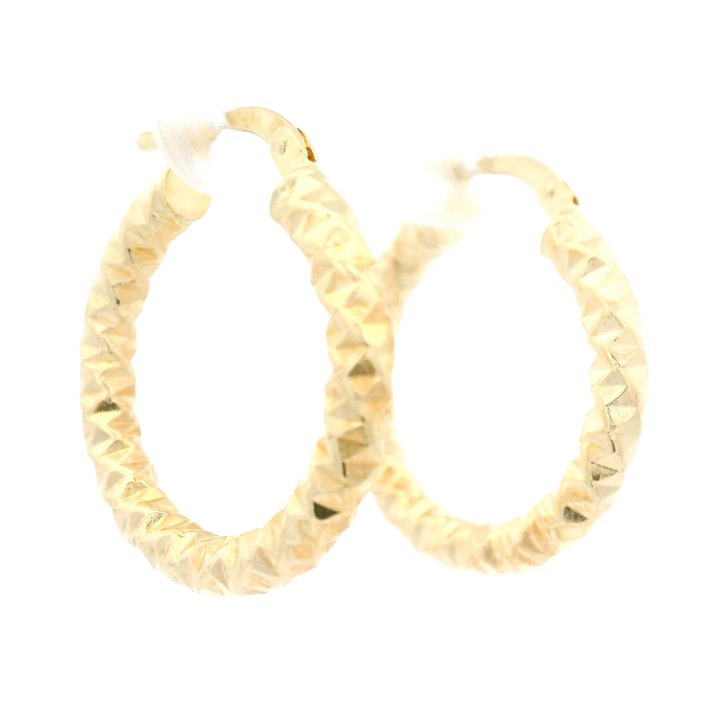 Diamond Pattern Gold Hoops