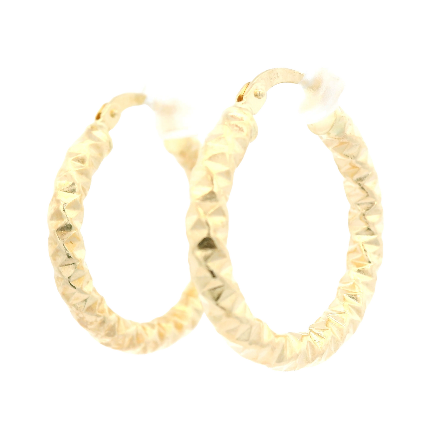 Diamond Pattern Gold Hoops