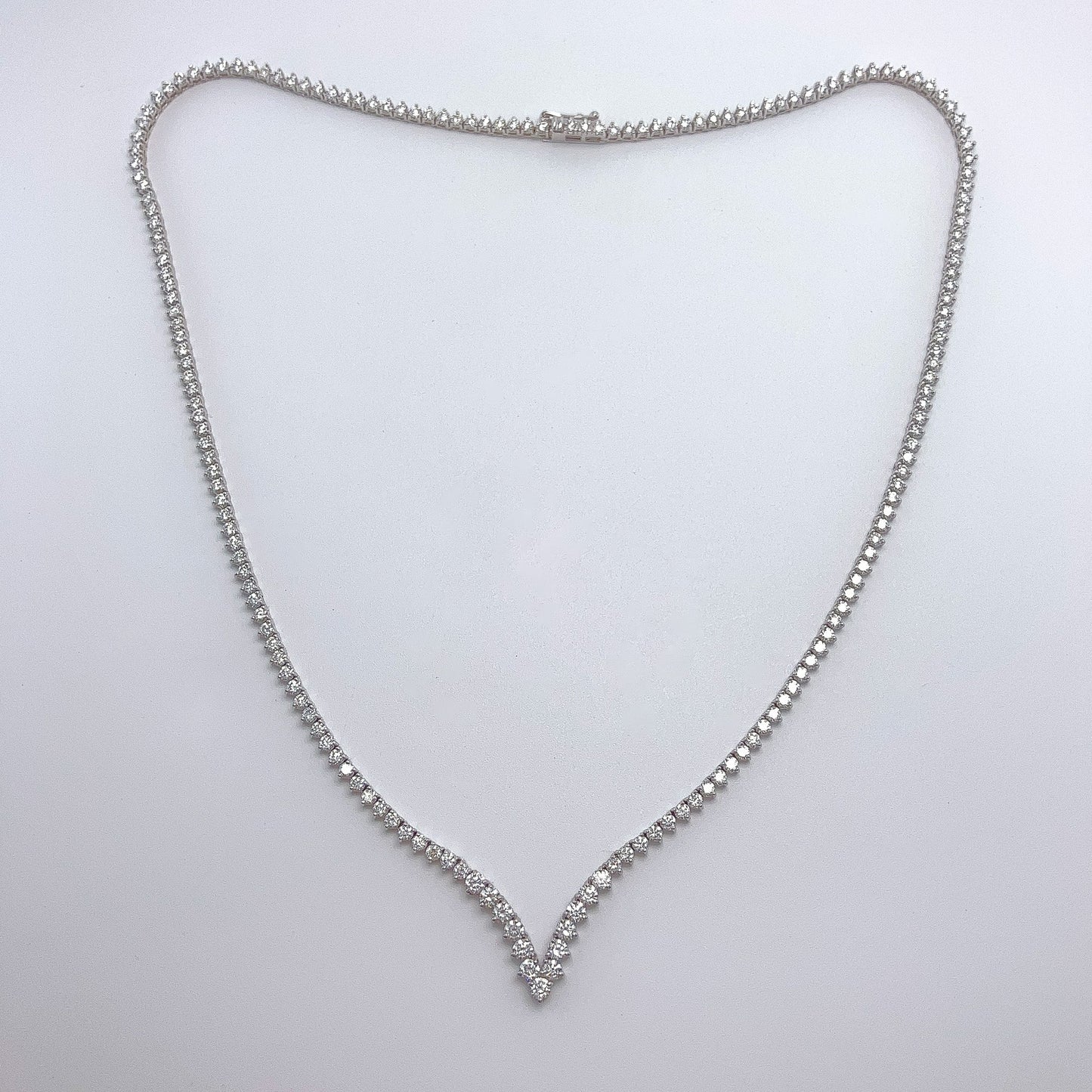 6.80cts Chevron Shaped Diamond Tennis Necklace, 14k - Forever Rox Fine Jewelry