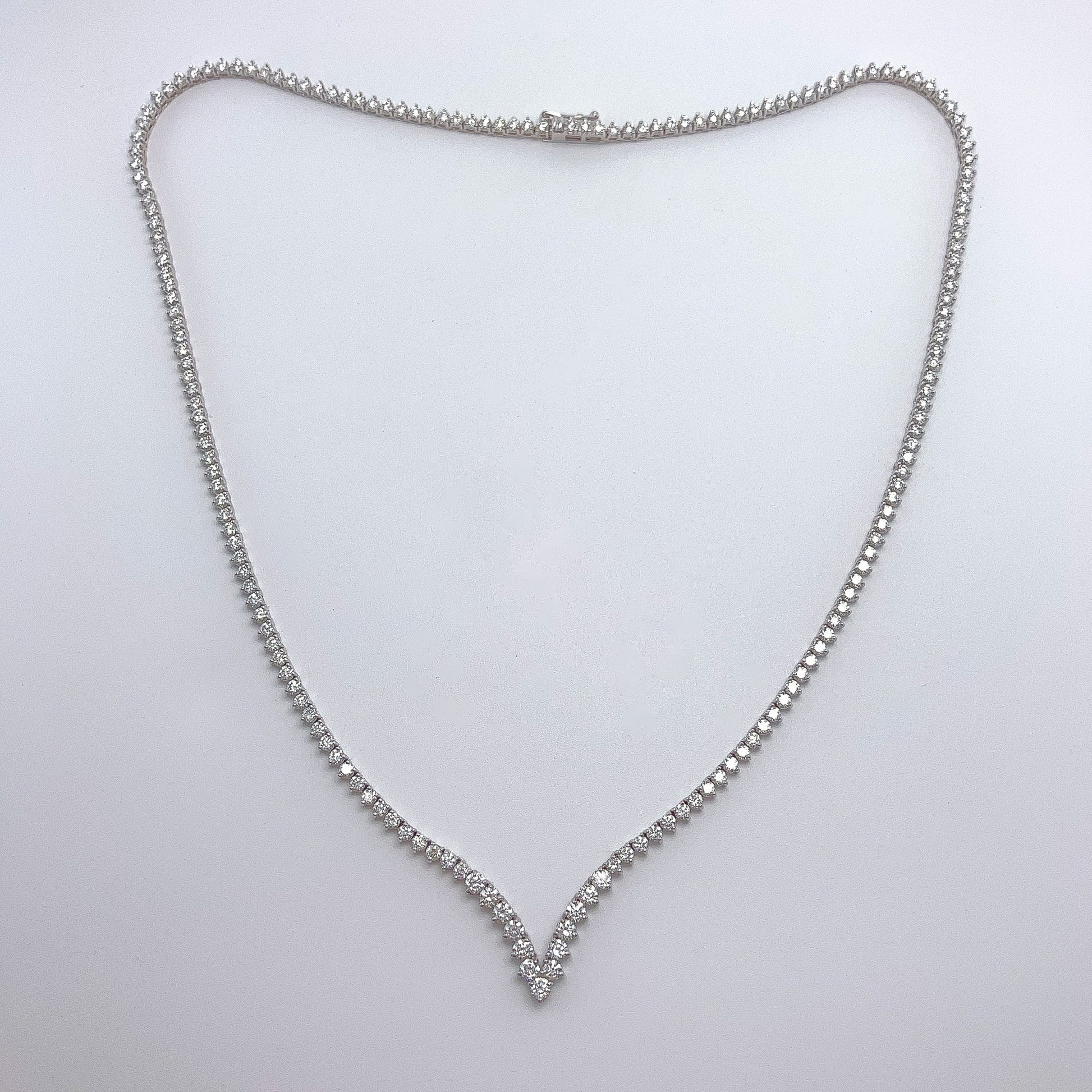 6.80cts Chevron Shaped Diamond Tennis Necklace, 14k - Forever Rox Fine Jewelry