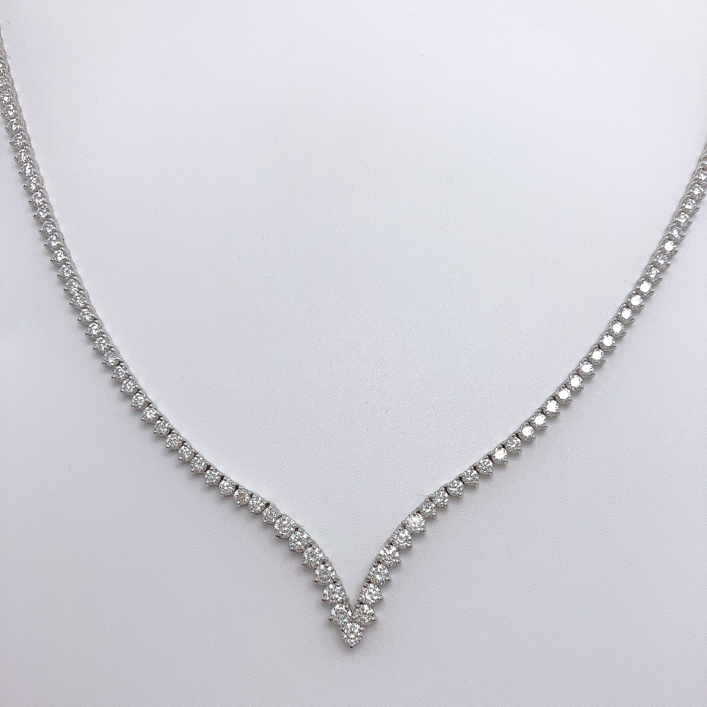 6.80cts Chevron Shaped Diamond Tennis Necklace, 14k - Forever Rox Fine Jewelry