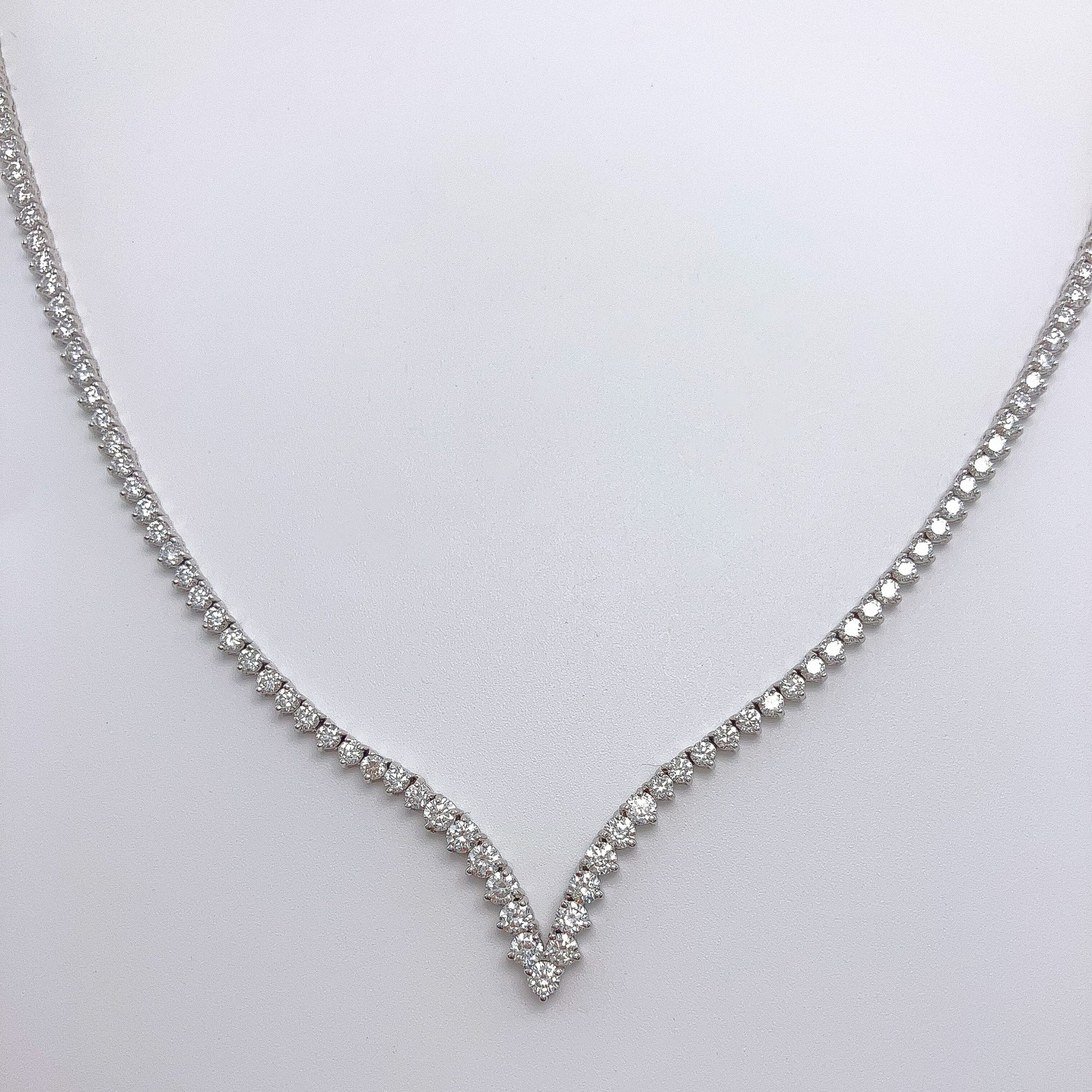 6.80cts Chevron Shaped Diamond Tennis Necklace, 14k - Forever Rox Fine Jewelry