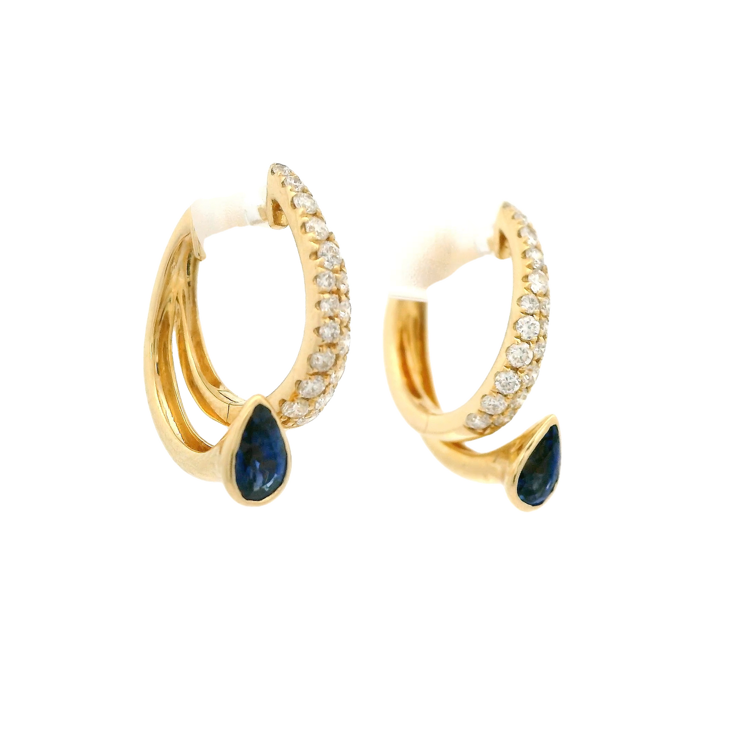 Pear Shape Sapphire & Diamond Hoops