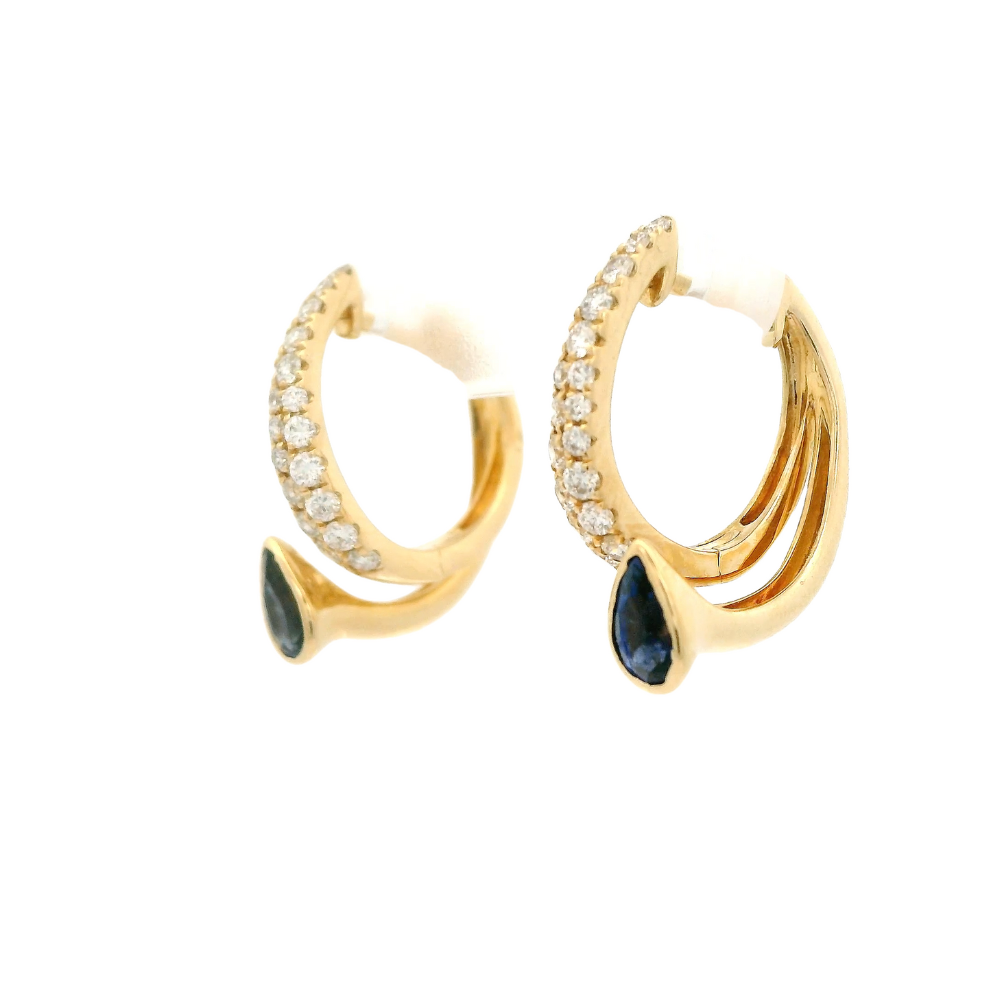 Pear Shape Sapphire & Diamond Hoops