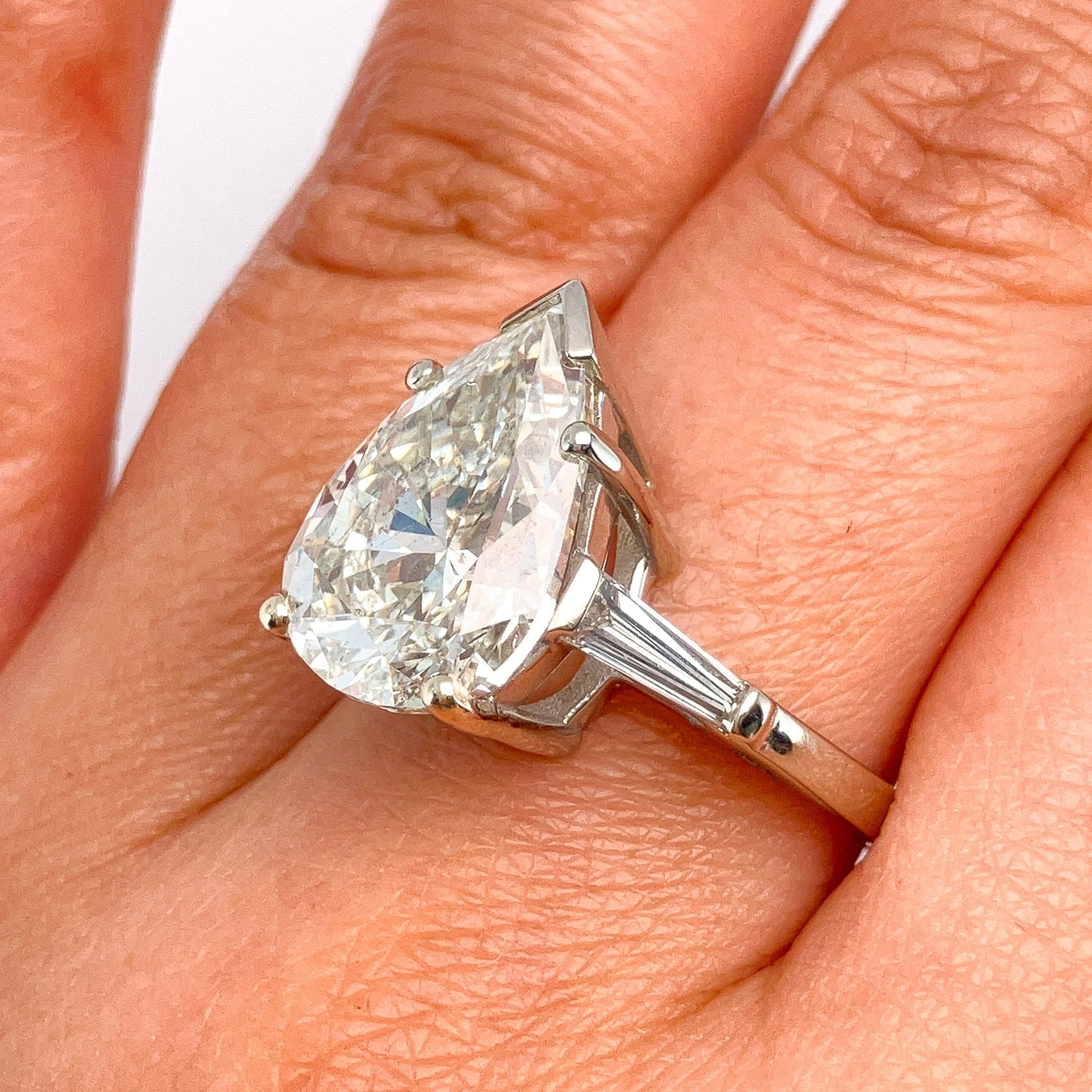 7.03ct Pearshape GIA Certified K/SI2 Diamond Engagement Ring, 14k - Forever Rox Fine Jewelry