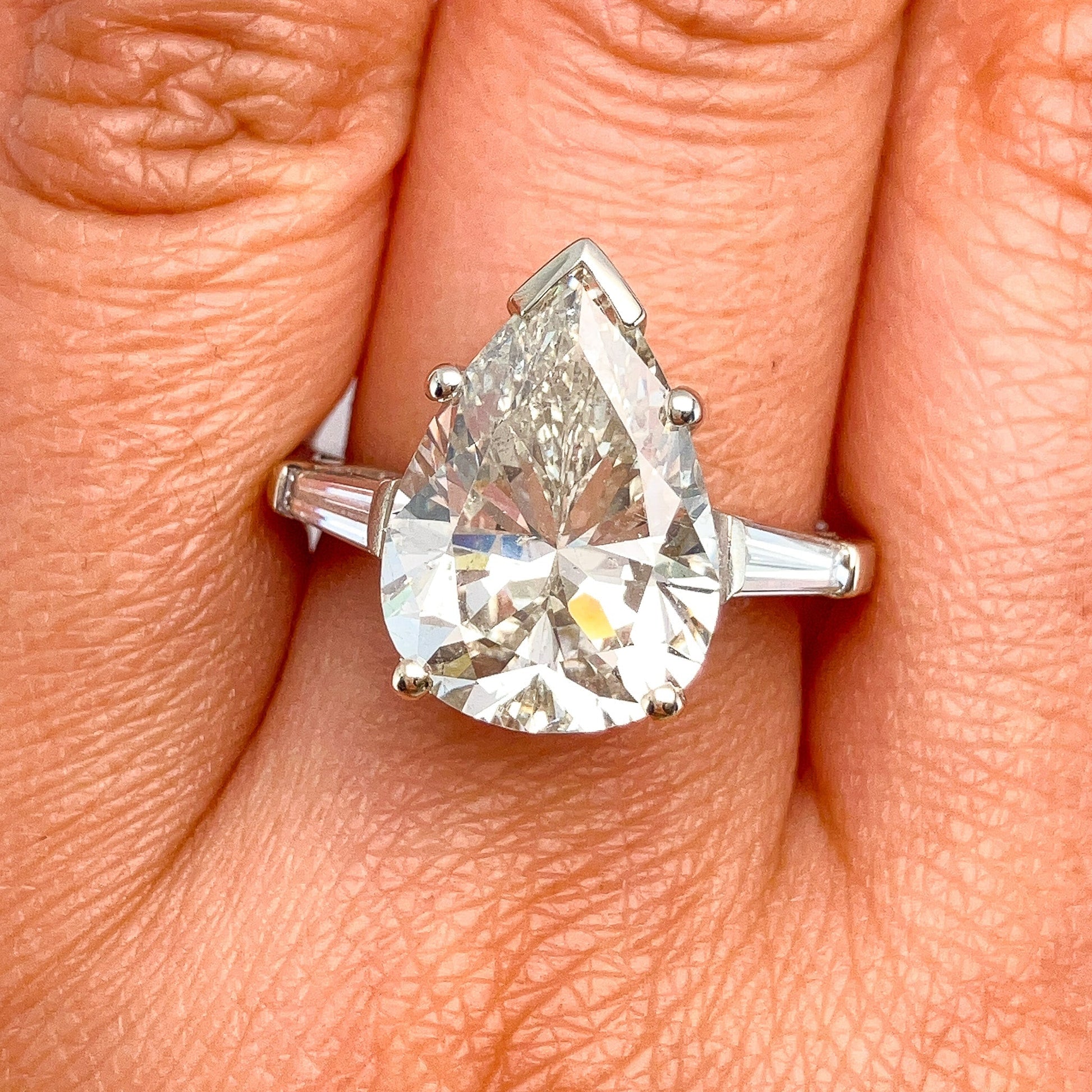 7.03ct Pearshape GIA Certified K/SI2 Diamond Engagement Ring, 14k - Forever Rox Fine Jewelry