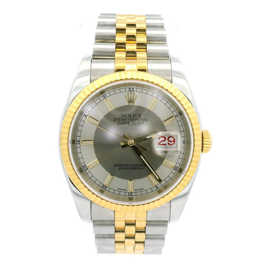 Grey/Silver Tuxedo Dial Rolex Datejust Two Tone