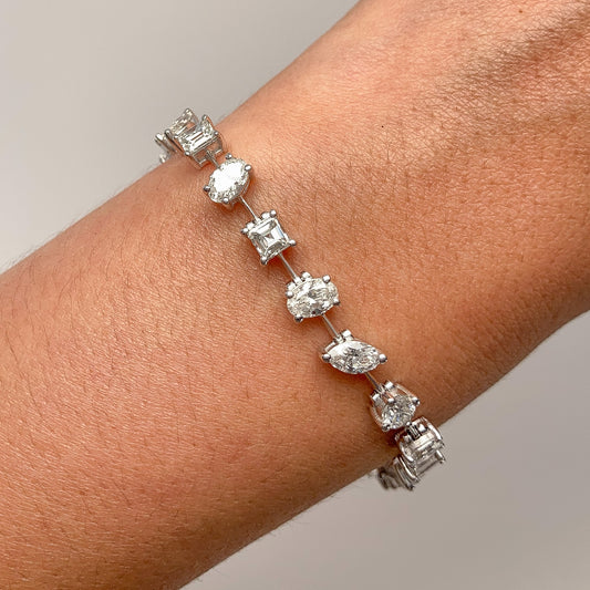 7.83cts Fancy Cut Diamond Tennis Bracelet, 18k º - Forever Rox