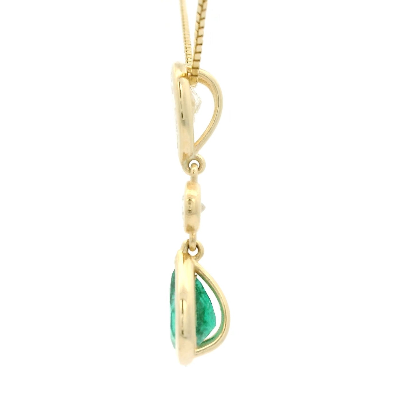 Pear Cut Emerald, Round Cut & Pear Cut Diamond Pendant