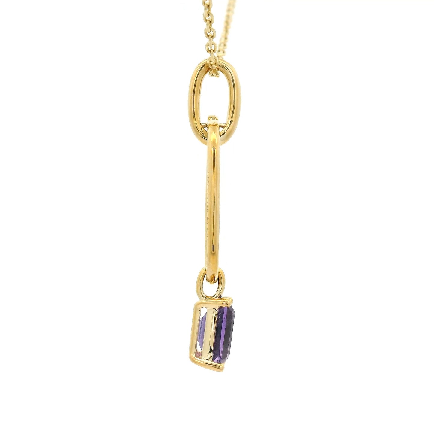 Baguette Cut Amethyst Paperclip Pendant