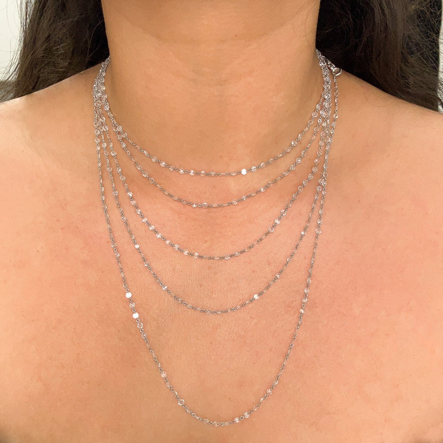 84" Rose Cut Pierced Diamond Chain - Forever Rox Fine Jewelry