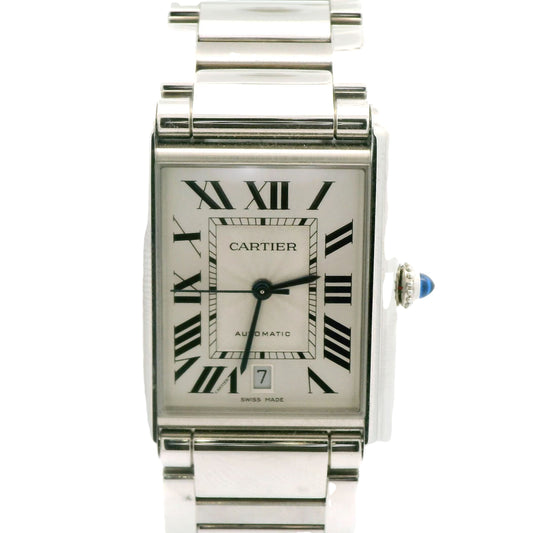 Large Cartier Tank Must Steel Watch