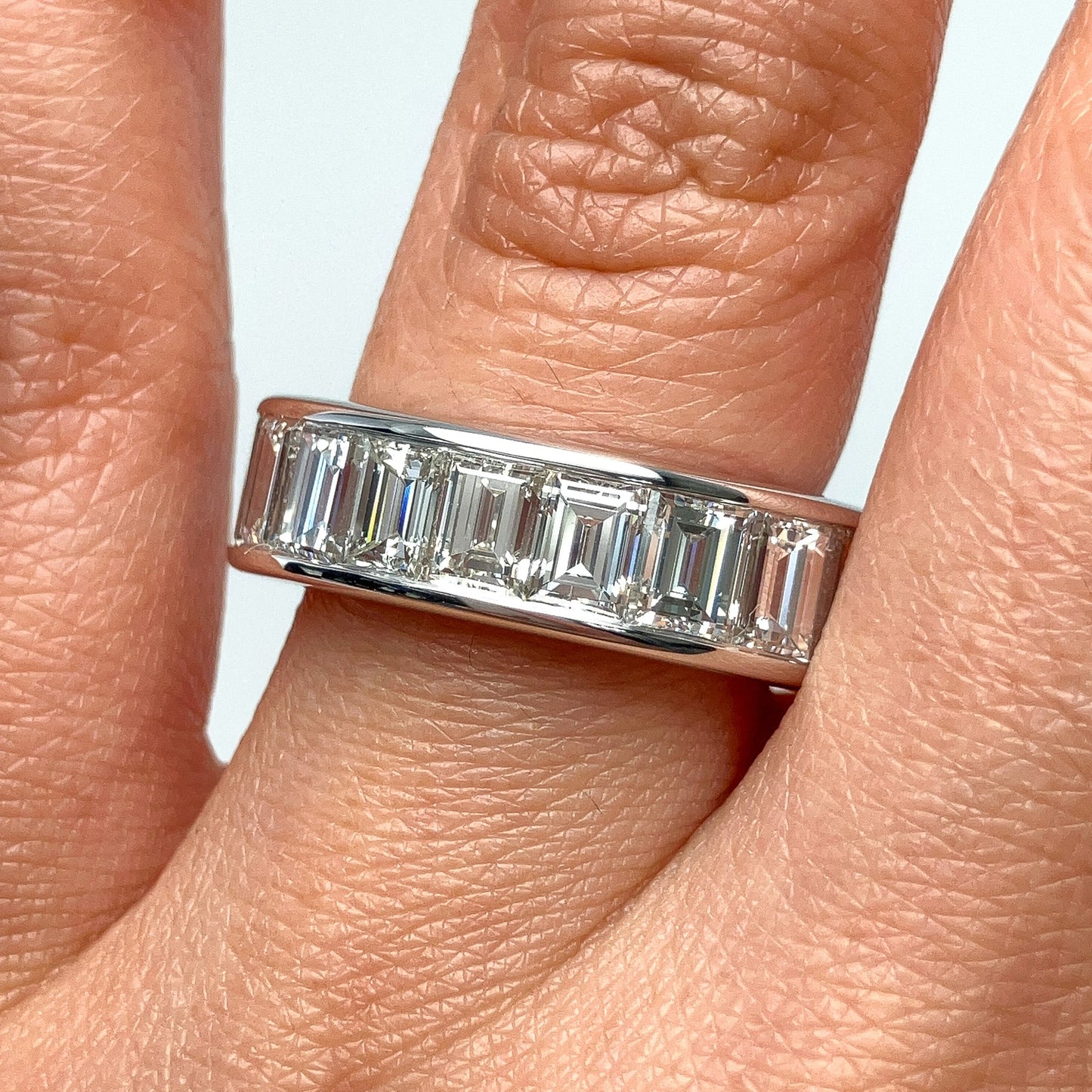8.90cts Channel Set Diamond Baguette Eternity Band, 18k - Forever Rox