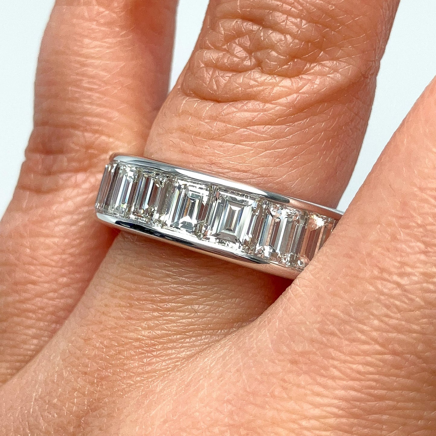 8.90cts Channel Set Diamond Baguette Eternity Band, 18k - Forever Rox