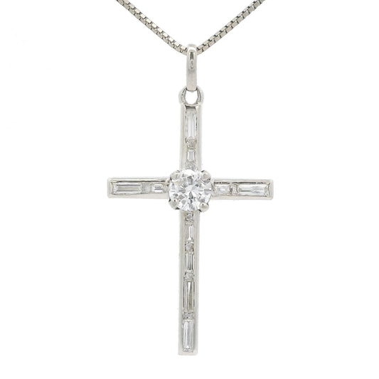 Baguette & Round Diamond Cross