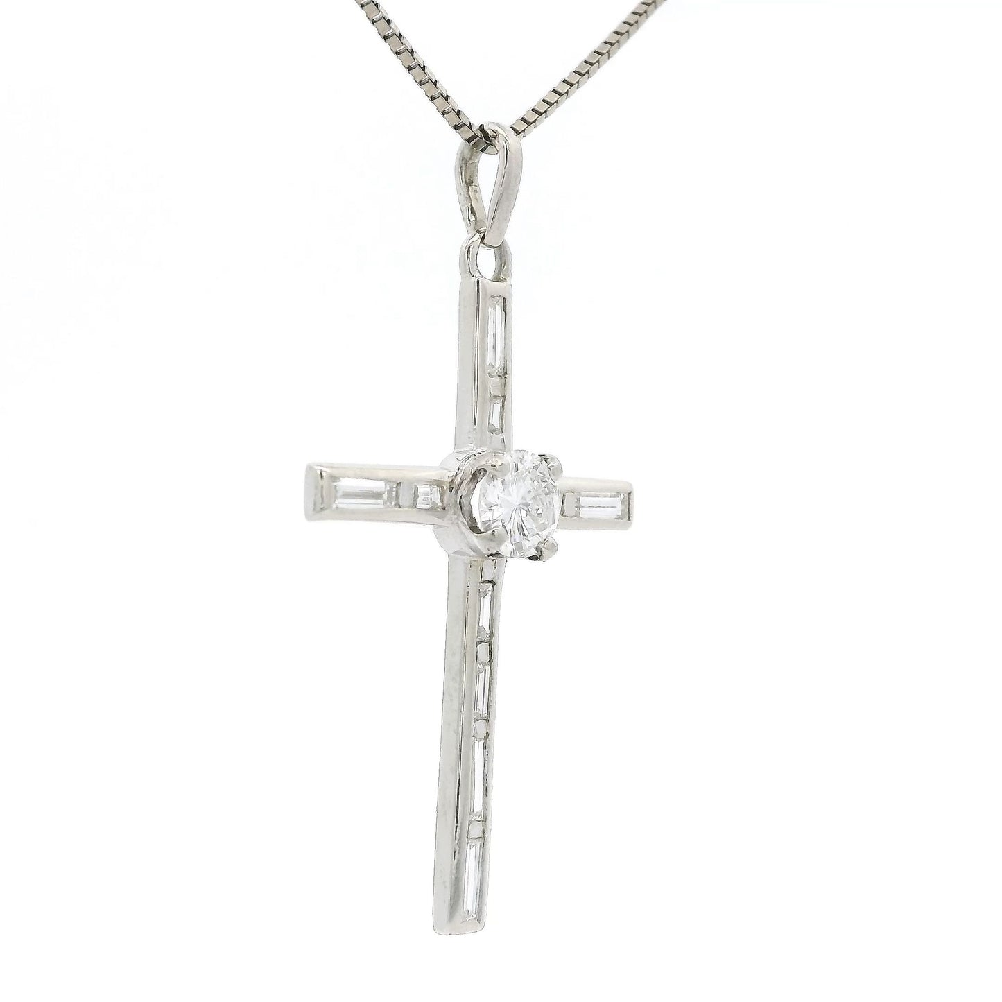 Baguette & Round Diamond Cross