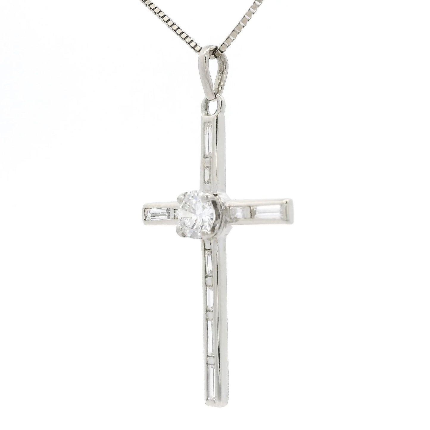 Baguette & Round Diamond Cross