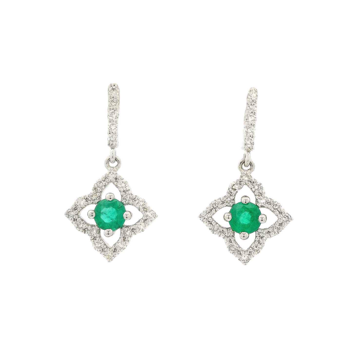 Star Shape Emerald & Diamond Dangles