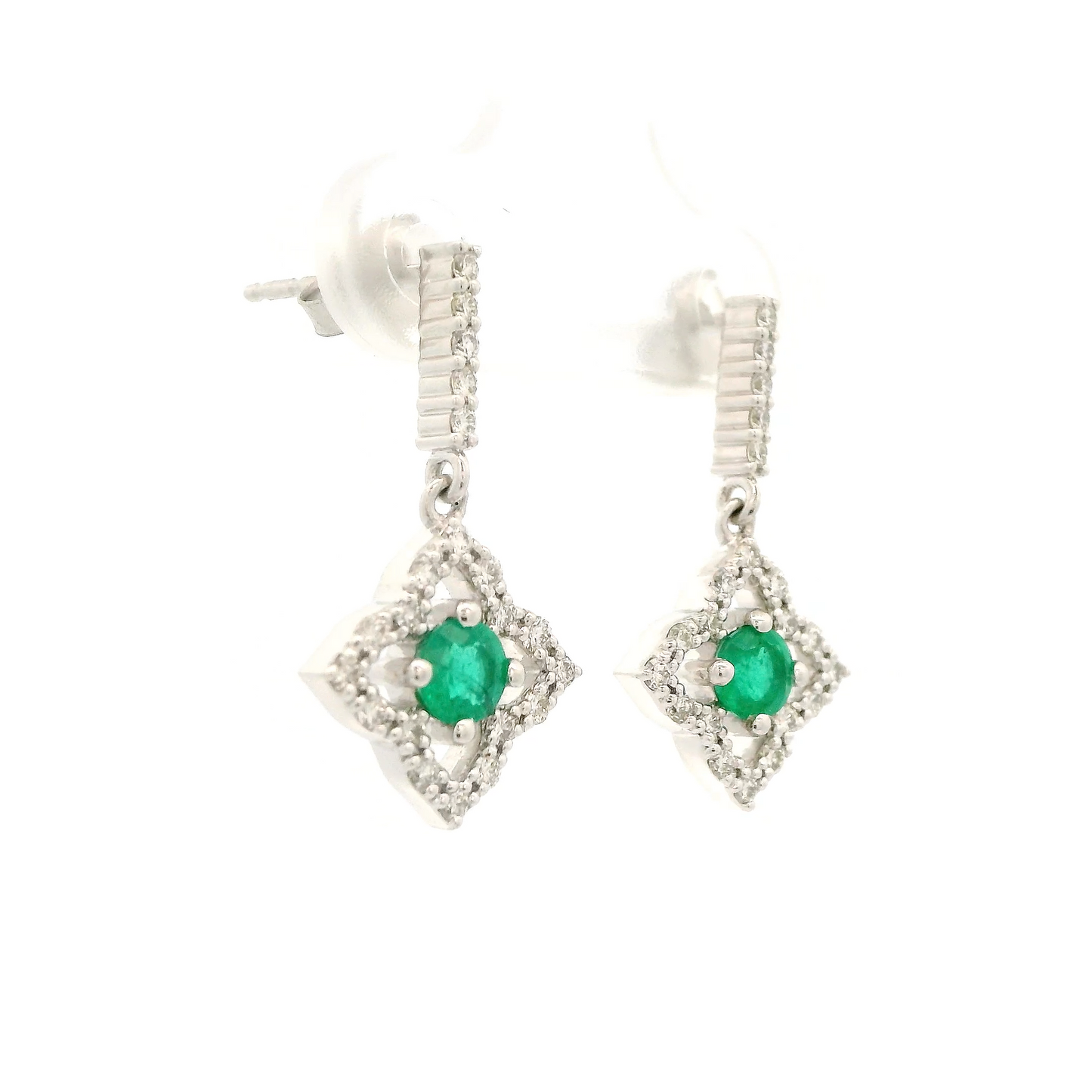 Star Shape Emerald & Diamond Dangles