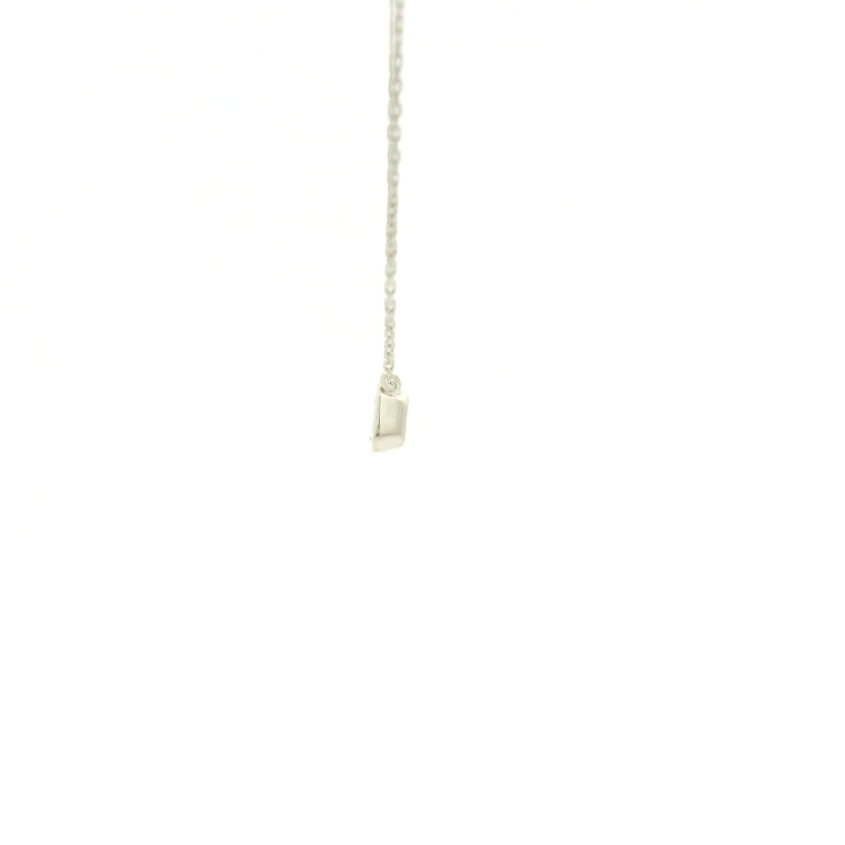 A White Gold Pendant with a bezel set emerald cut natural Diamond in the center at Forever Rox Fine Jewelry, Lake Tahoes Best Jewelry Store
