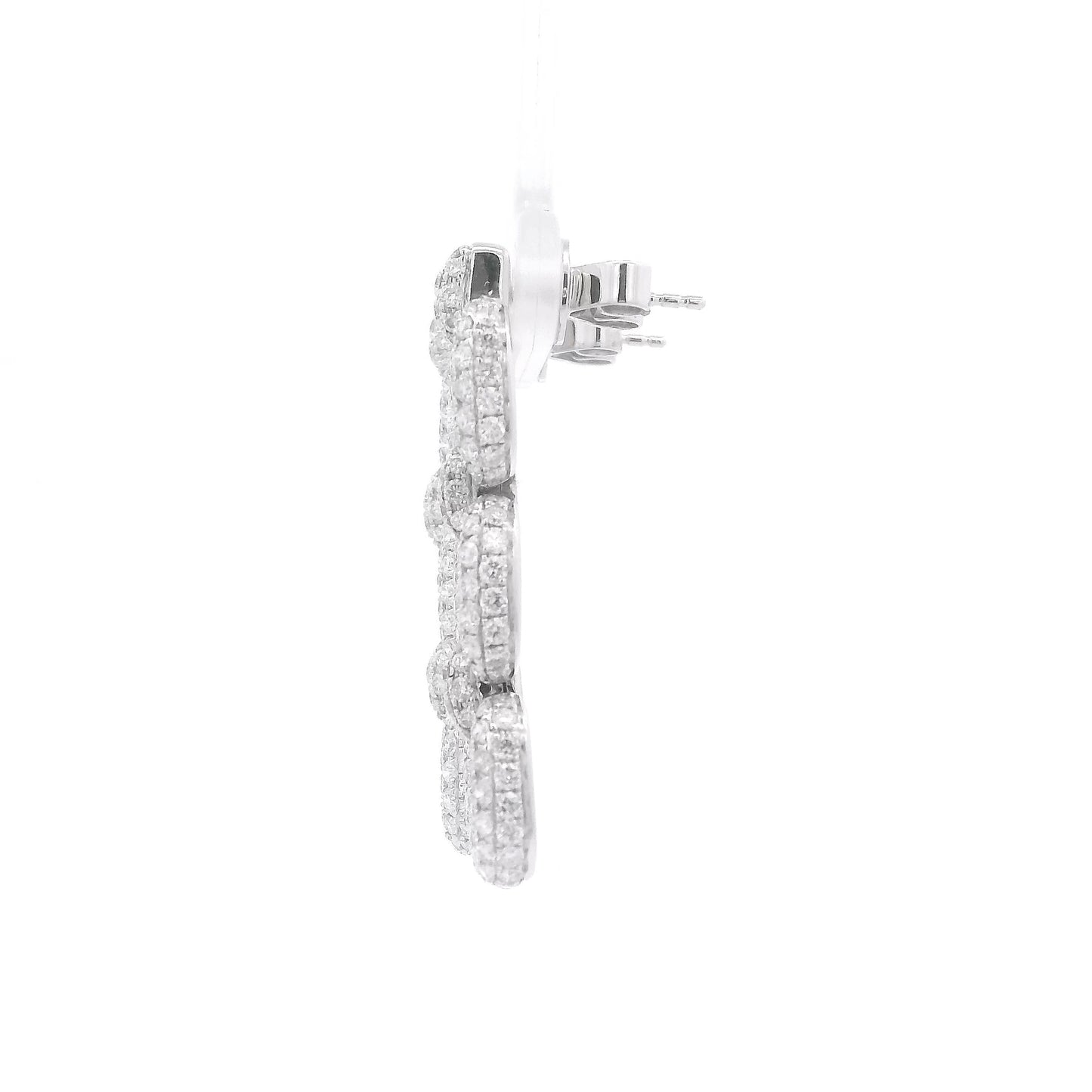 A Pair of White Gold Chainlink Dangle Earrings with pavé natural Diamonds at Forever Rox Fine Jewelry, Lake Tahoes Best Jewelry Store