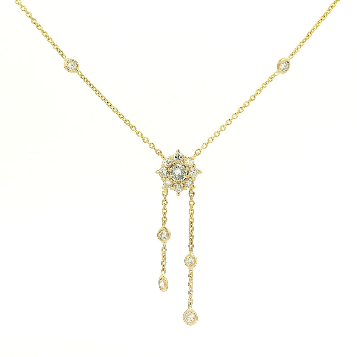 Custom Diamond Cluster Pendant WIth Diamonds By Thee Yard Chain & Dangles