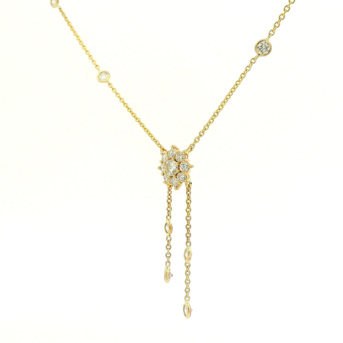 Custom Diamond Cluster Pendant WIth Diamonds By Thee Yard Chain & Dangles